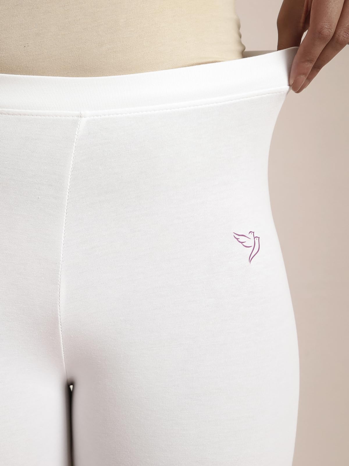 TWIN BIRDS Women Tailored Cut & Classic Fit Super Stretchable Pearl White Coloured Cotton Elastane Fabric Mid Rise Churidar Leggings - (XXXL) - Image 6 thumbnail