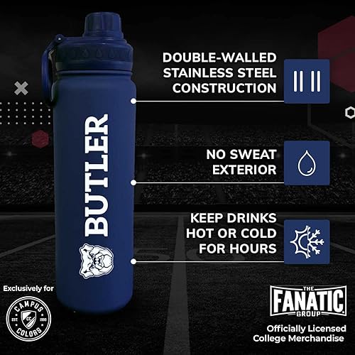 Vista 134 de Campus Colors Botella de agua de acero inoxidable de la NCAA, tapa giratoria, 24 onzas, clip de transporte, mantiene tus bebidas calientes o frías
