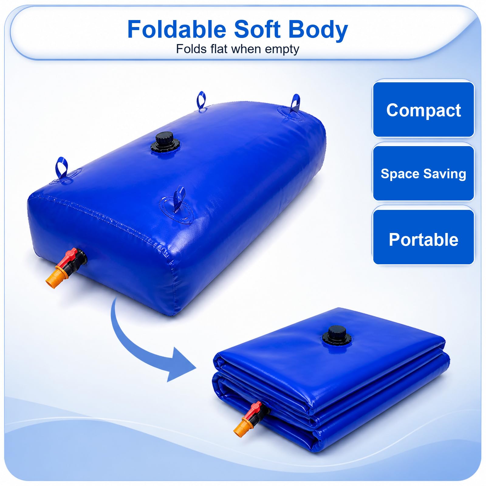 DepóSito De Agua Plegable De PVC,Vejiga De Almacenamiento De Agua,Deposito Agua Flexible Gran Capacidad,Bolsa Agua Plegable con Grifo,para JardíN,Acampar,Hogar,Riego AgríCola