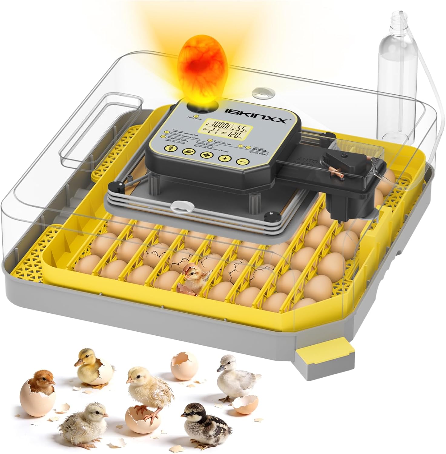 Incubator for Hatching Eggs-48 Egg Capacity, 2026 Newly Upraded Auto Egg Turner & Auto Precision Humidity Control System, 360° Clear Viewing for Chicken, Duck and Quail Eggs (Yellow)