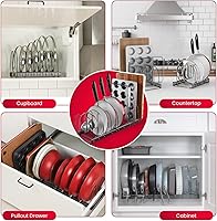 Vista 25 de Better Things Home 14+ Dual Pan and Pot Lid Organizer Rack Set for Cabinet - Includes 1 Large Rack & 1 Compact Rack for Bakeware, Lids & Pans