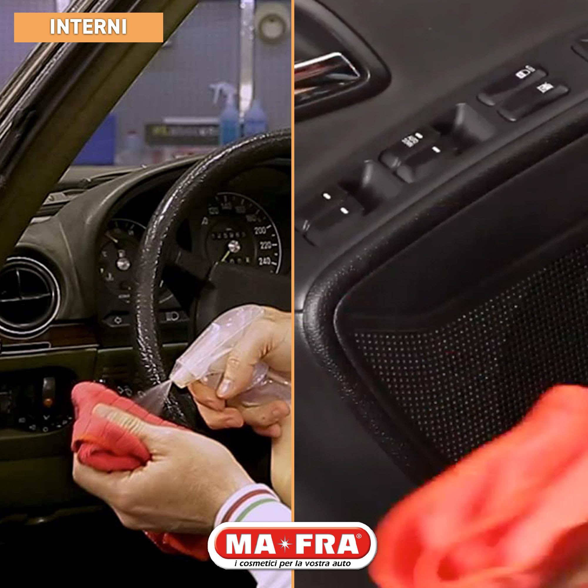 Ma-Fra Trattamento 3in1 Plastiche, Pulisce, Ravviva e Protegge Parti Interne dell'Auto, Ideale per Cruscotti e Guarnizioni, Crea Barriera Anti Raggi UV, Rallenta Formazione di Polvere, Formato 500ml