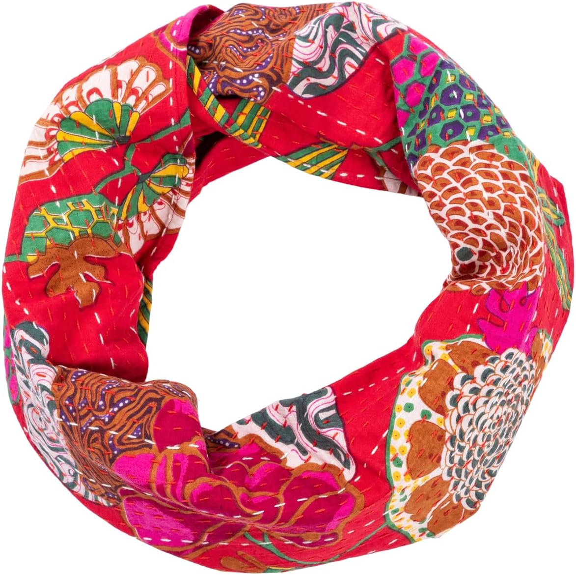 GreaterGood Waves of Color Infinity Scarf Handmade Fair Trade Woven and Crocheted Silk Blend Fashion Accessory for Women