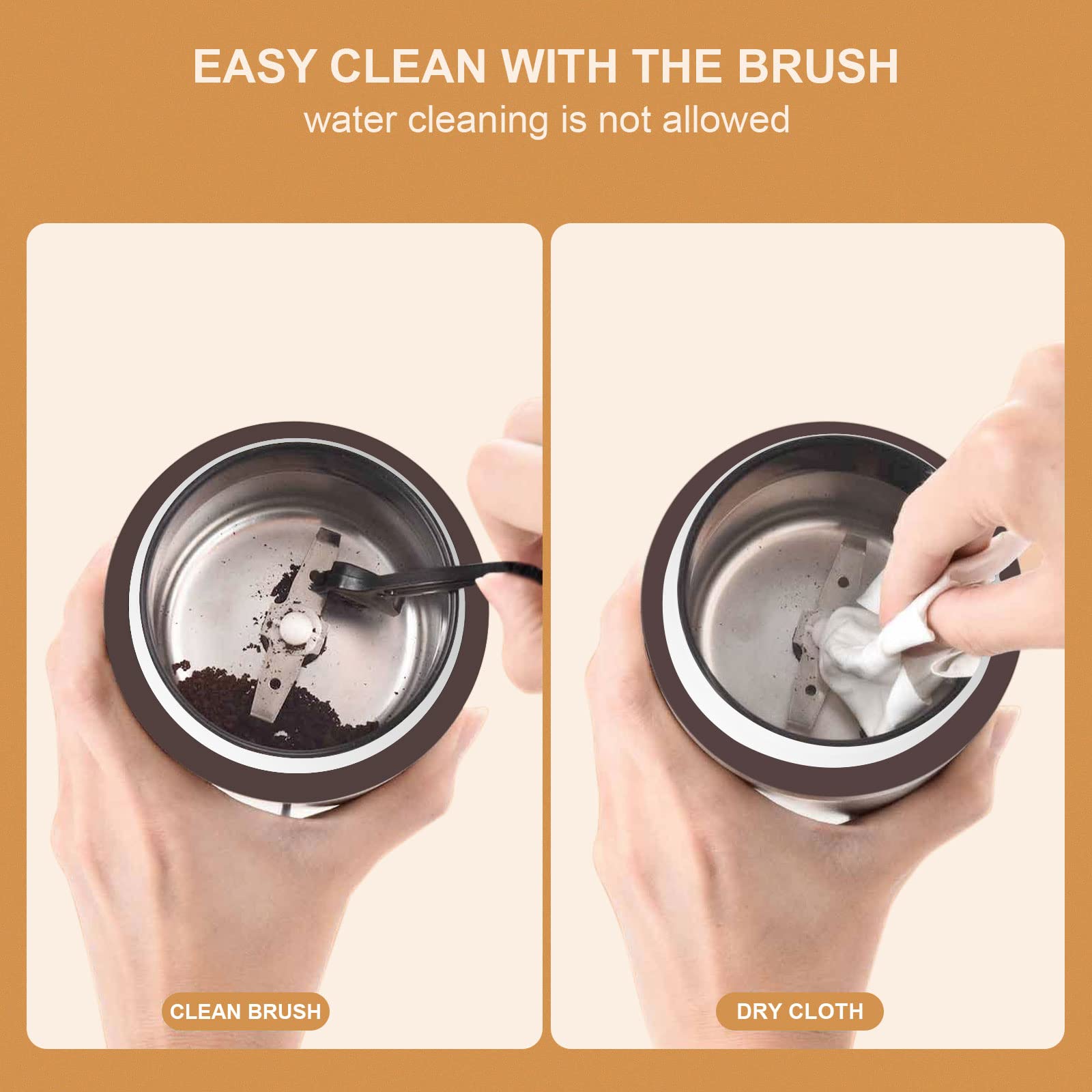 Buy Coffee Grinder with Brush, UUOUU 200W Washable Bowl Spice Grinder