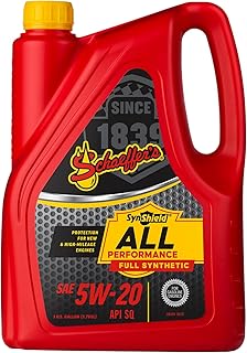 Schaeffer Manufacturing Co. 6520-006S SynShield 모든 성능 전체 합성 가솔린 엔진 오일 5W-20 신규 및 높은 마일리지 엔진용, 3.8L(1갤런) 병