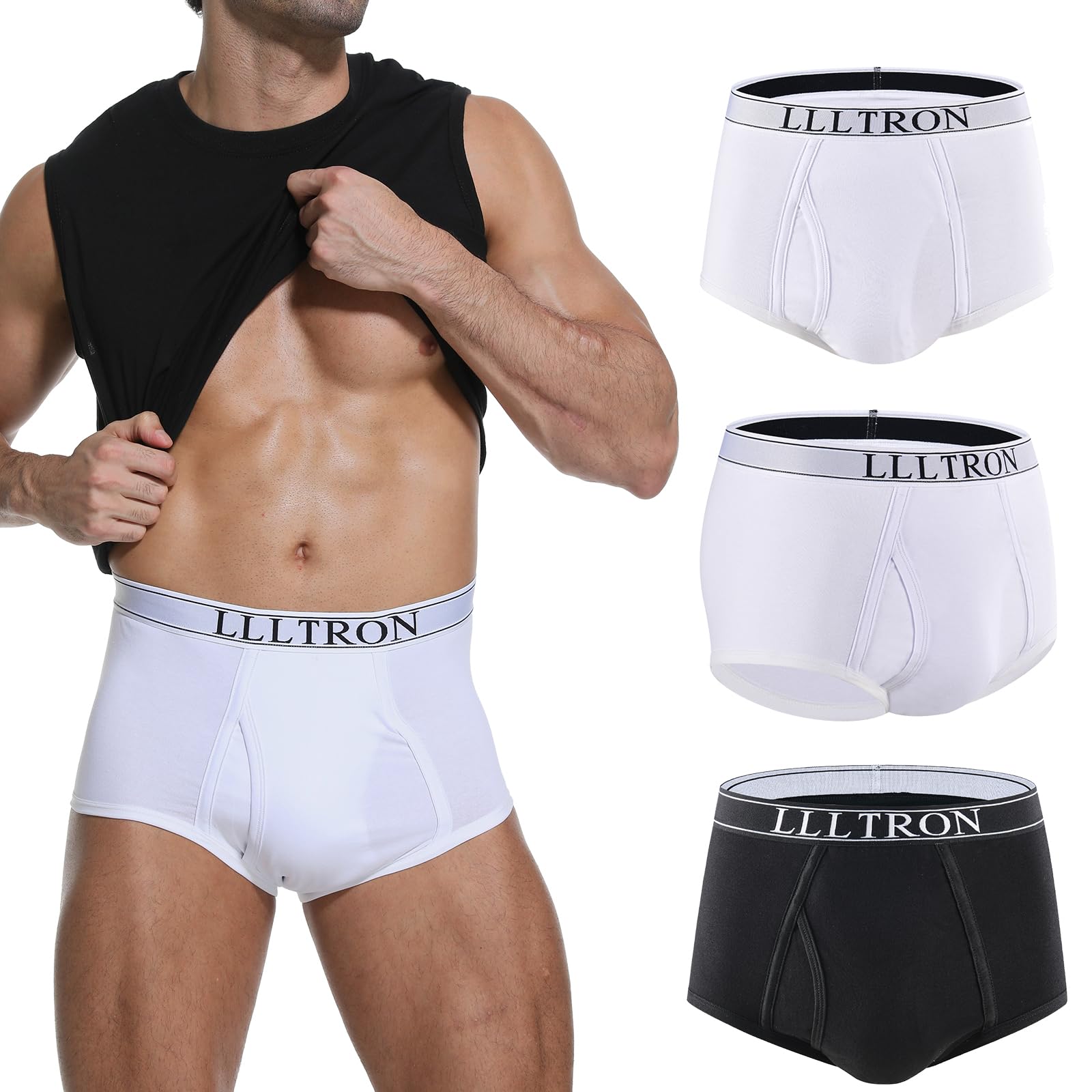 Inkontinenz Pants Männer 3 Pack, Waschbar Baumwolle Inkontinenz Slips mit Saugfähigem Pad 150 ml Urinkapazität,Wiederverwendbar Unterhosen,Auslaufsichere Unterwäsche Herren (2 weiße + 1 schwarze, XL)