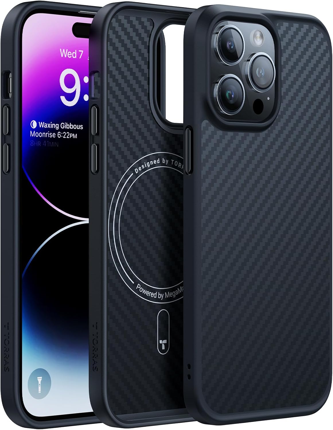 TORRAS Upgraded Stronger Magnetic for iPhone 14 Pro Case, 12 FT Military Grade Drop Tested, Compatible with MagSafe, Scratch Resistant for iPhone 14 Pro Phone Case, Aramid Fiber Back/Black Edge for iPhone 14 Pro 3 Aramid Fiber Black