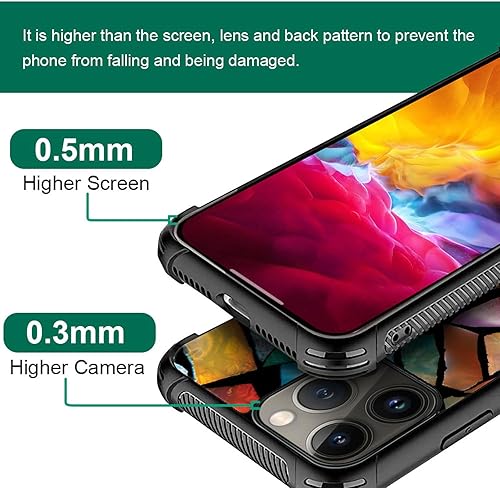 Vista 105 de Case for iPhone 15 Plus - Stained Glass Mosaic Fiesta Fun Case with Tempered Glass Back and Soft Silicone TPU Shock Protection