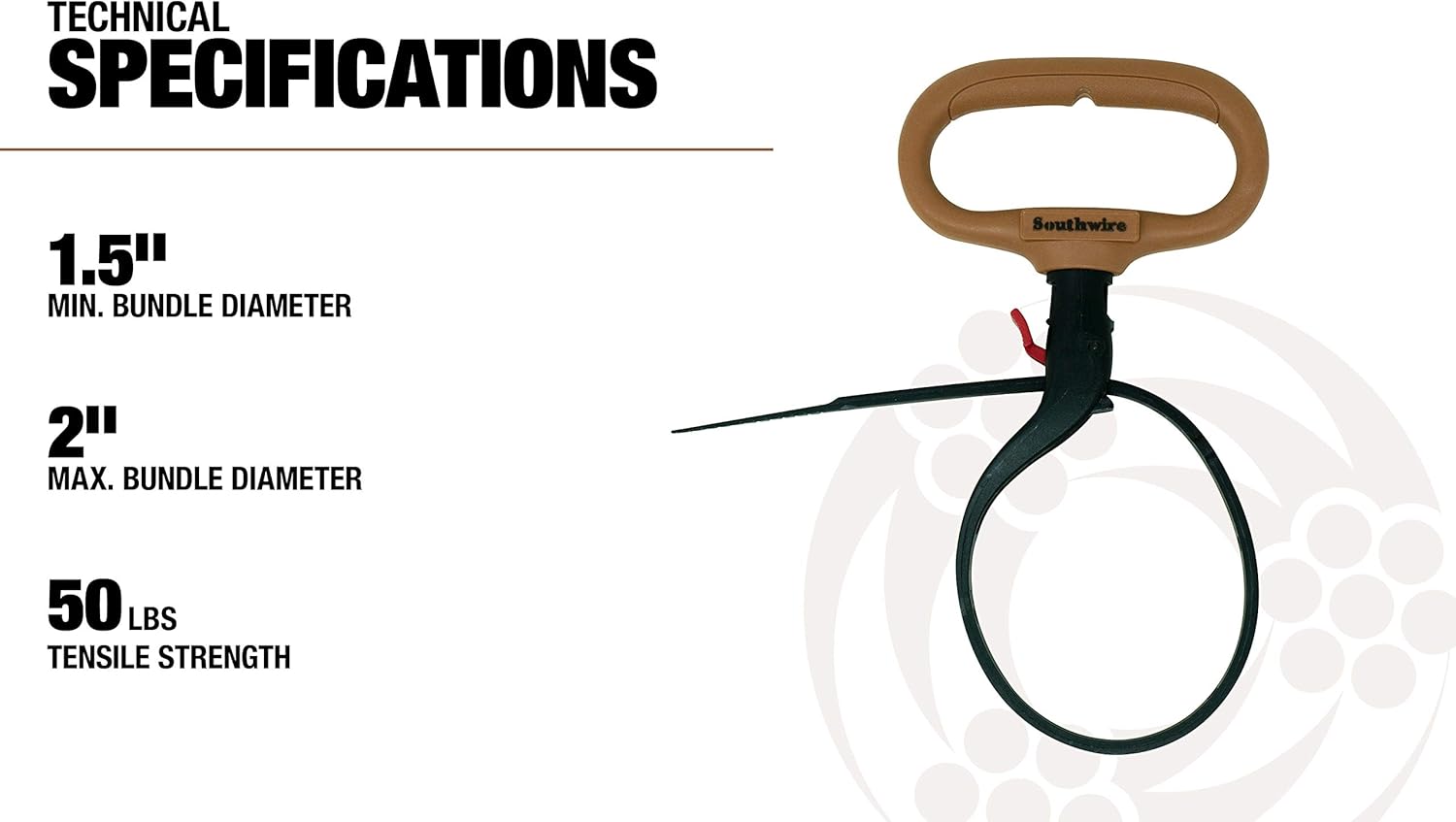 Southwire CLPT02 2-Inch Adjustable Heavy Duty Clamp Tie w/ Rotating Handle; Reusable Zip Down Cable; Brown