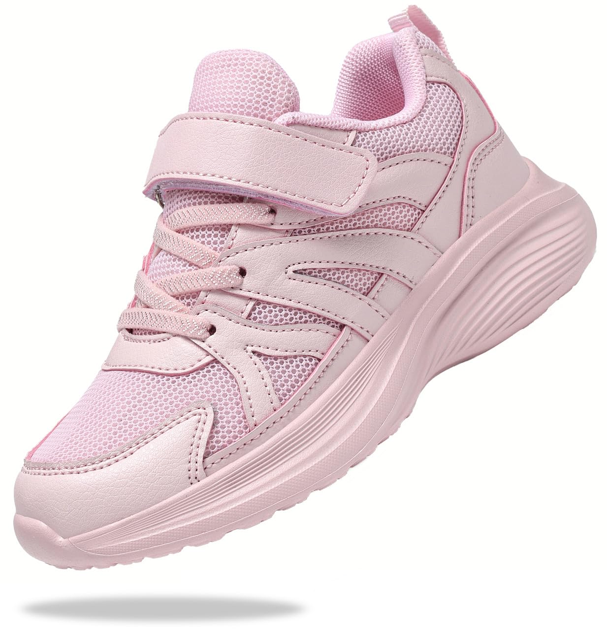 Santiro Girls Pink Sneakers Kids Running Shoes Lightweight Mesh Athletic Shoes Easy On/Off Non-Slip - Toddler/Little Kids/Big Kids 9 US