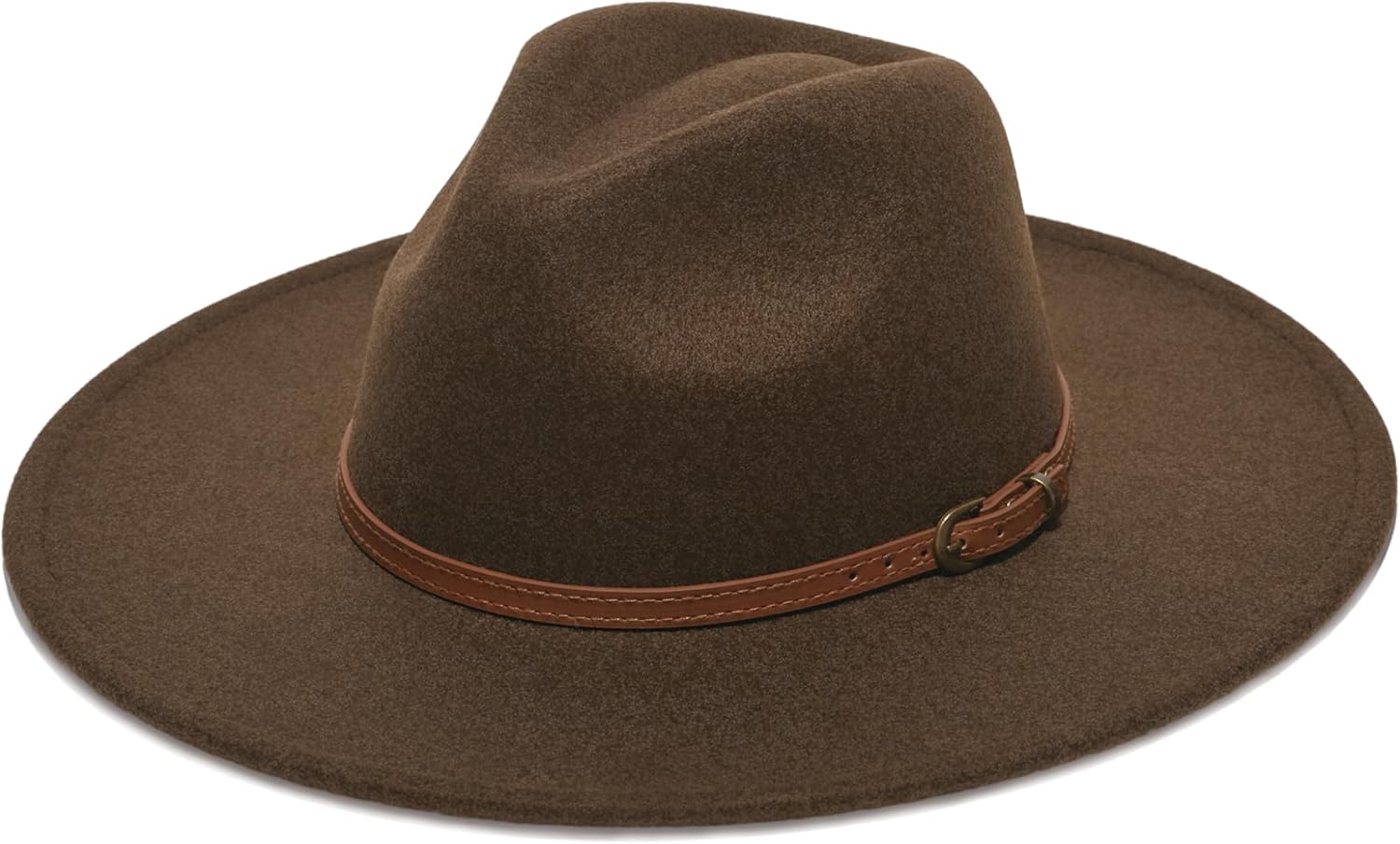 Wide Brim Fedora Hat for Women, Faux Wool Felt, Animal Print Band, Classic Western Style