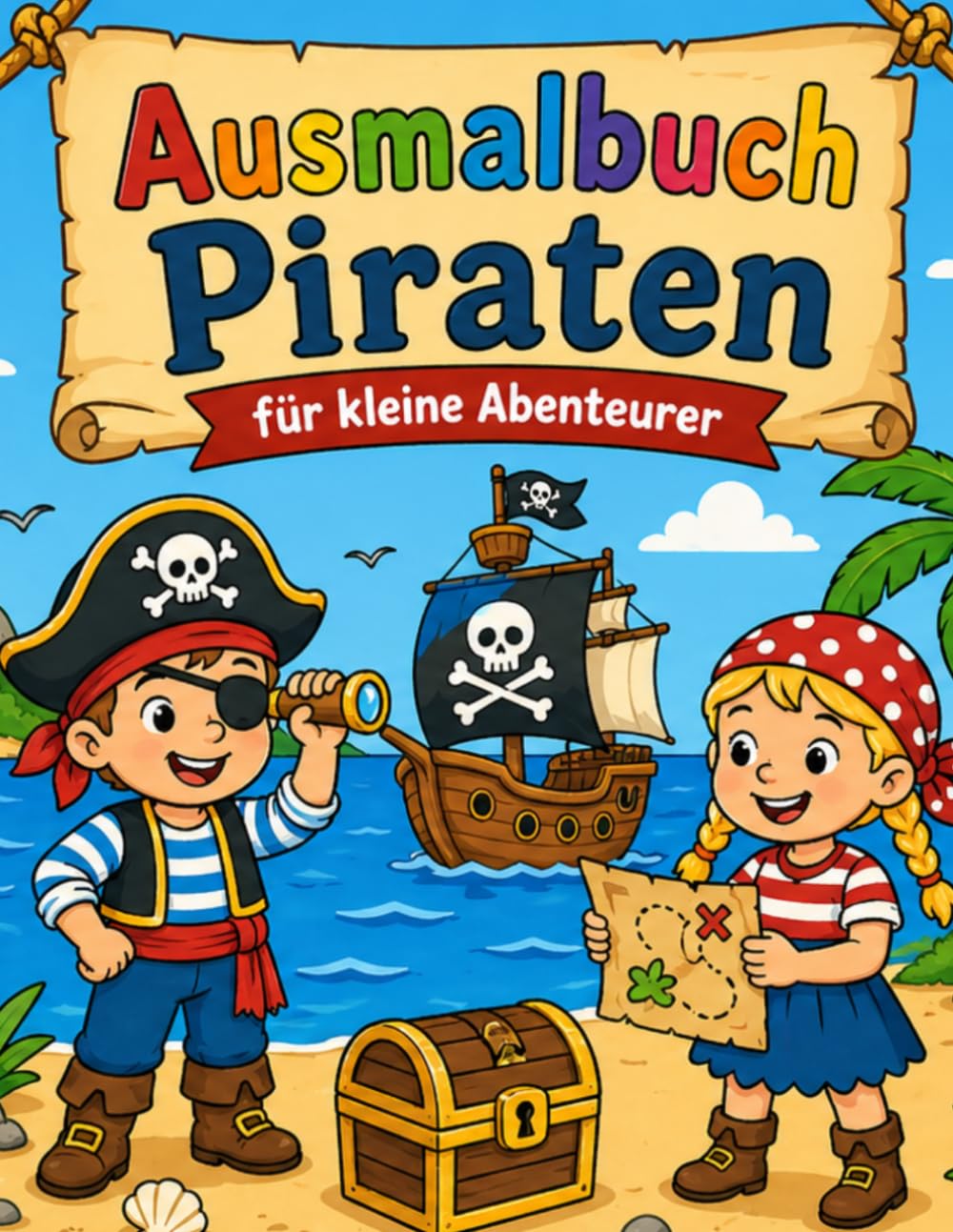 Piraten-Malbuch für Kinder: Piratenspaß zum Ausmalen für kleine Abenteurer