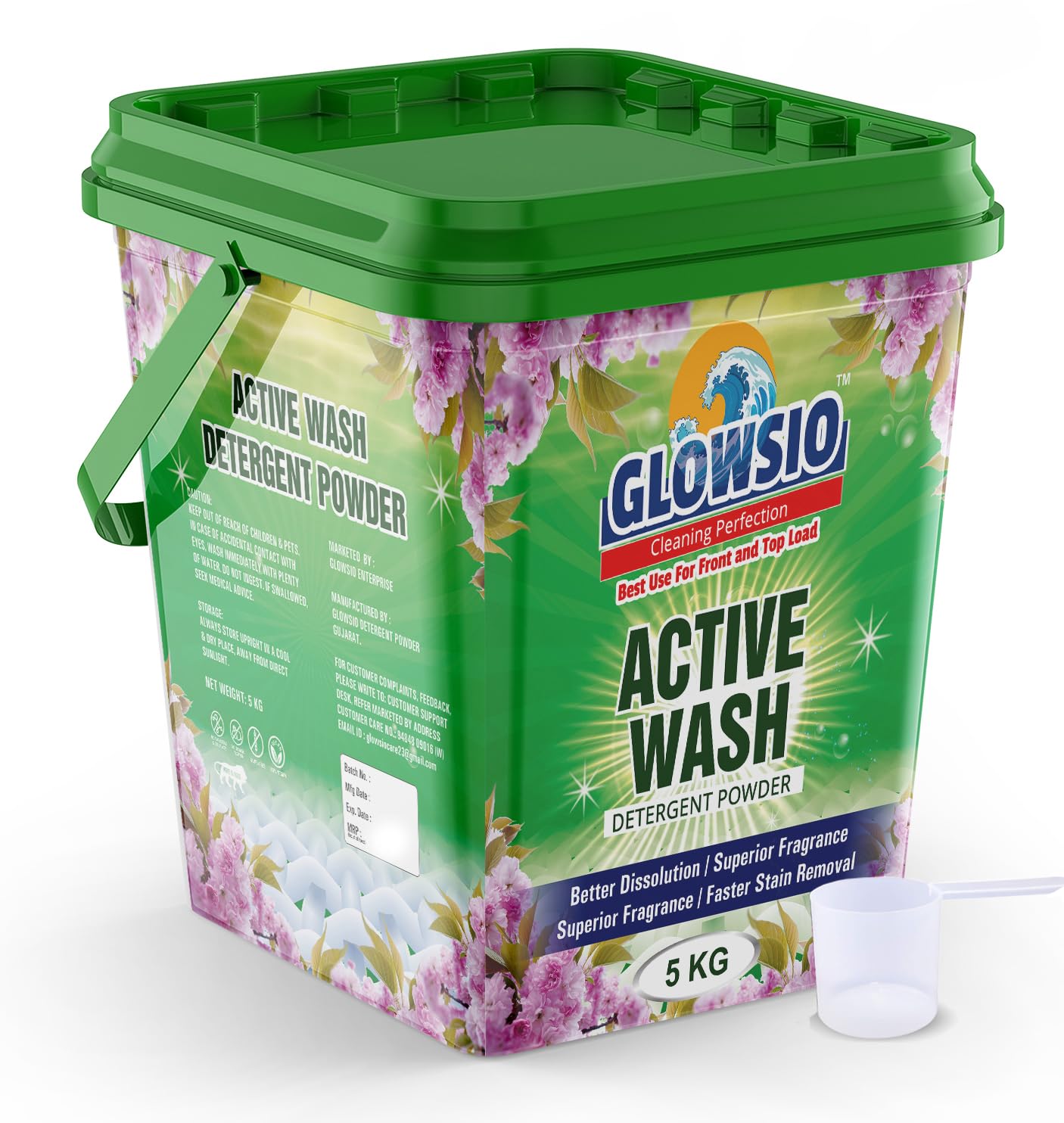 Glowsio Matic Detergent Powder 5 Kg | Active Wash Formula | Non-Toxic | safe for hands | Suitable for Top load and Front Load machines (B0DBQQBJ8C) Amazon Price History, Amazon Price Tracker