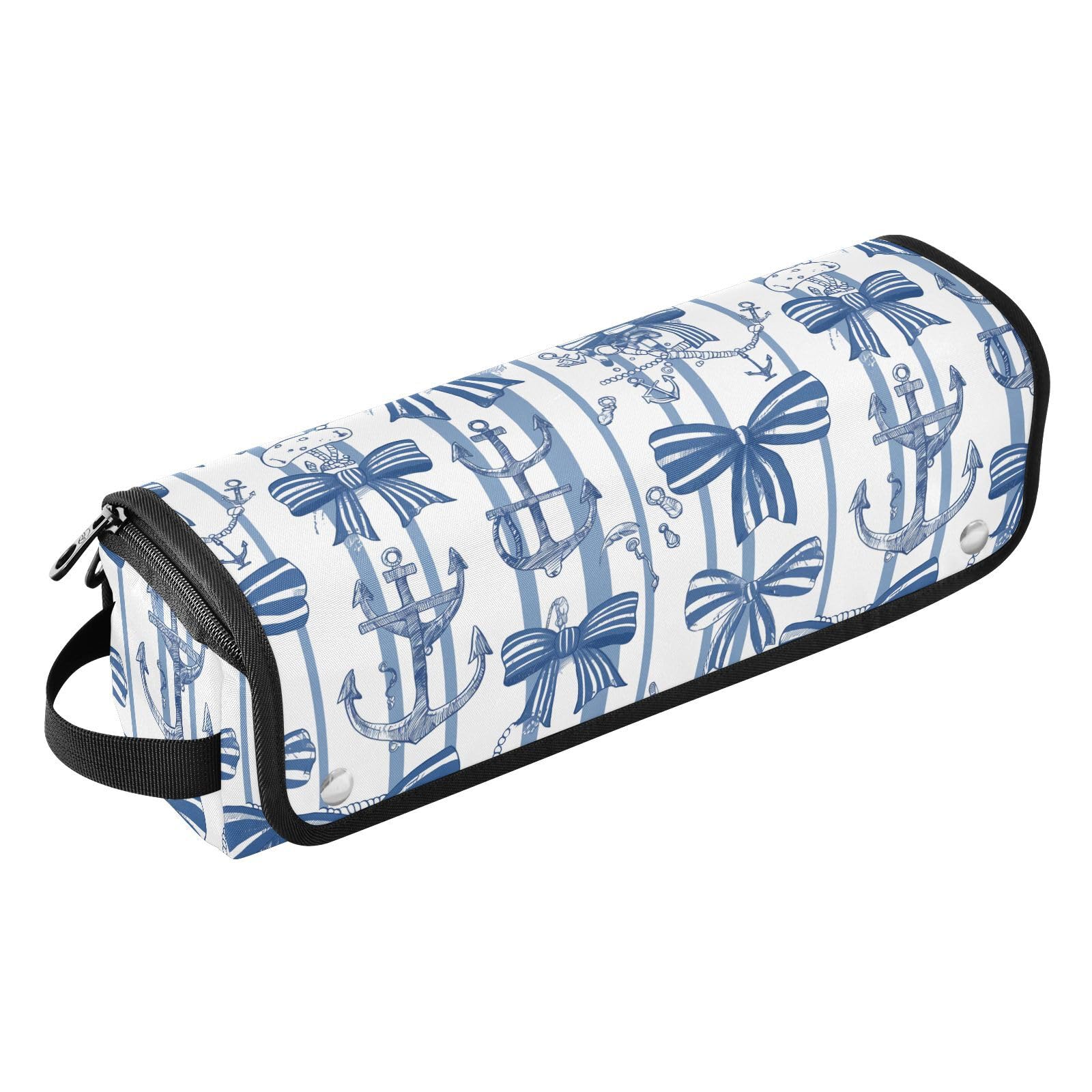 Bow Stripe Navy Hair Tools Travel Bag for Hair Straighteners Curling Irons Hot Air Brushes Travel Essentials Portable Tool Organizer for Women Heat Resistant Mat 2-in-1 Design-image-16