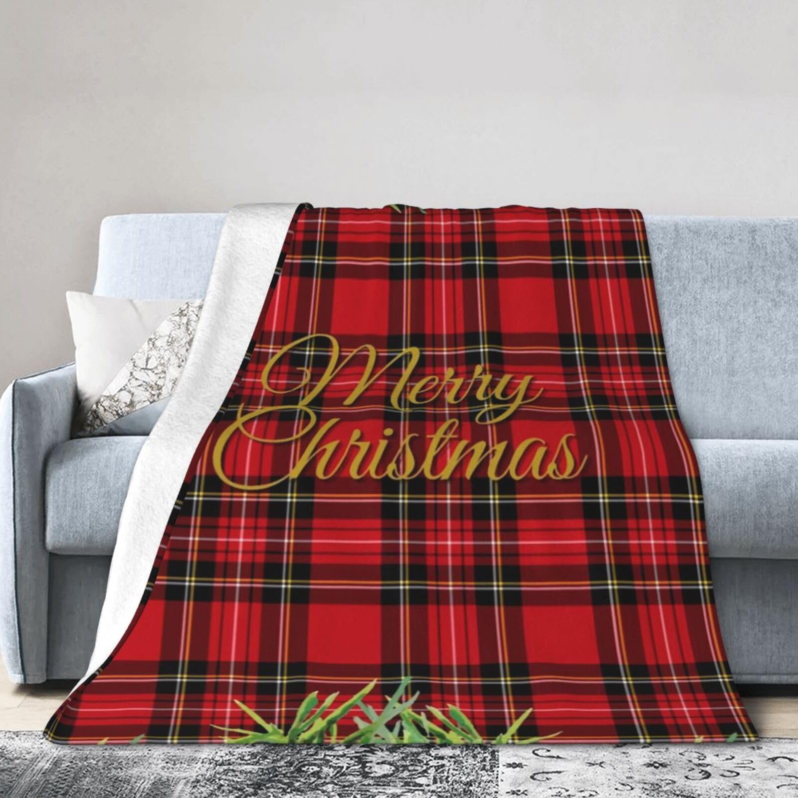 ERTDFXCV Christmas Plaid Blanket 60"x50"