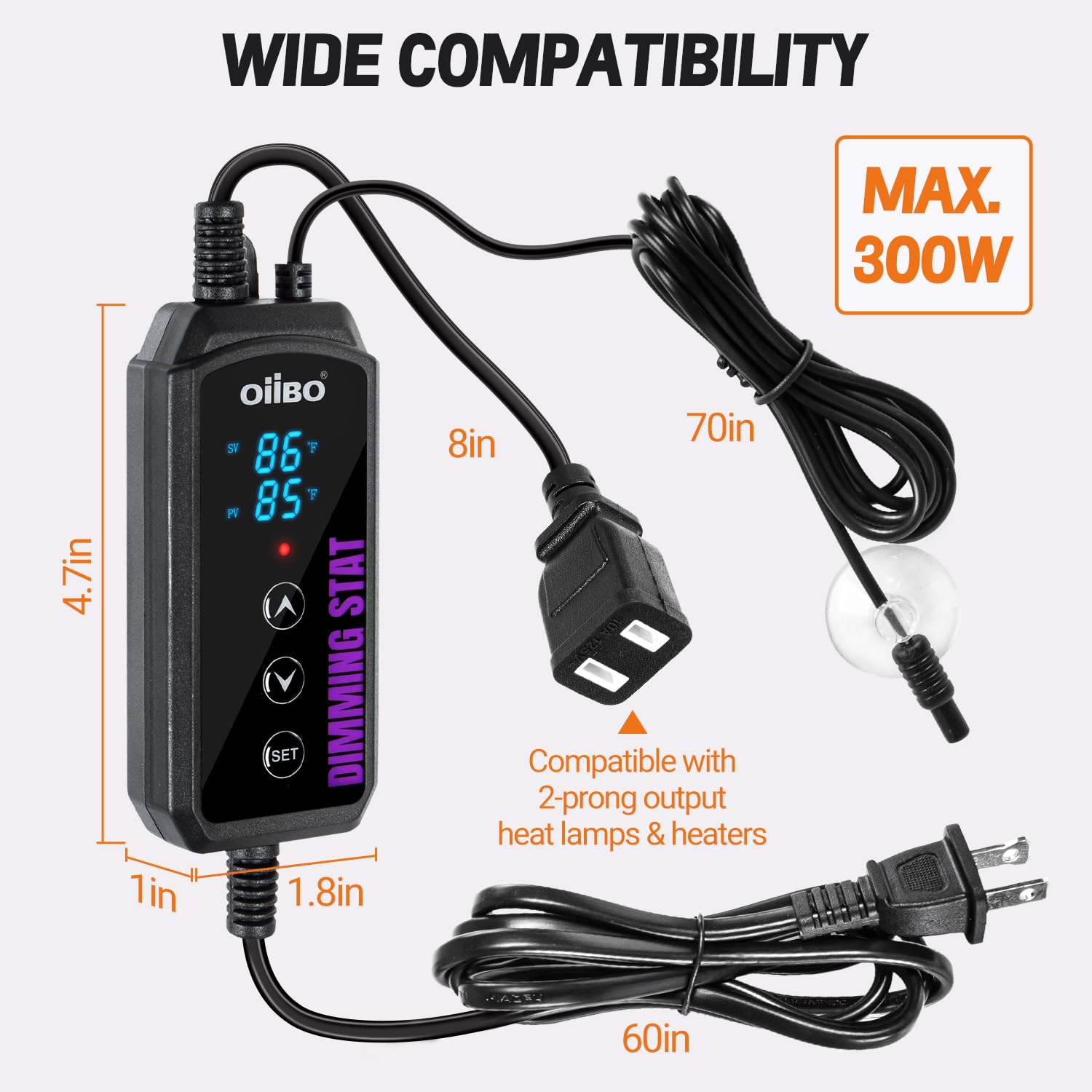 Oiibo Digital Heat Mat Thermostat, PID Reptile Heat Lamp Dimming Thermostat Heating Pad Temperature Controller for for Aquarium Reptiles and Seedling, Breeding, Hatching - image 5