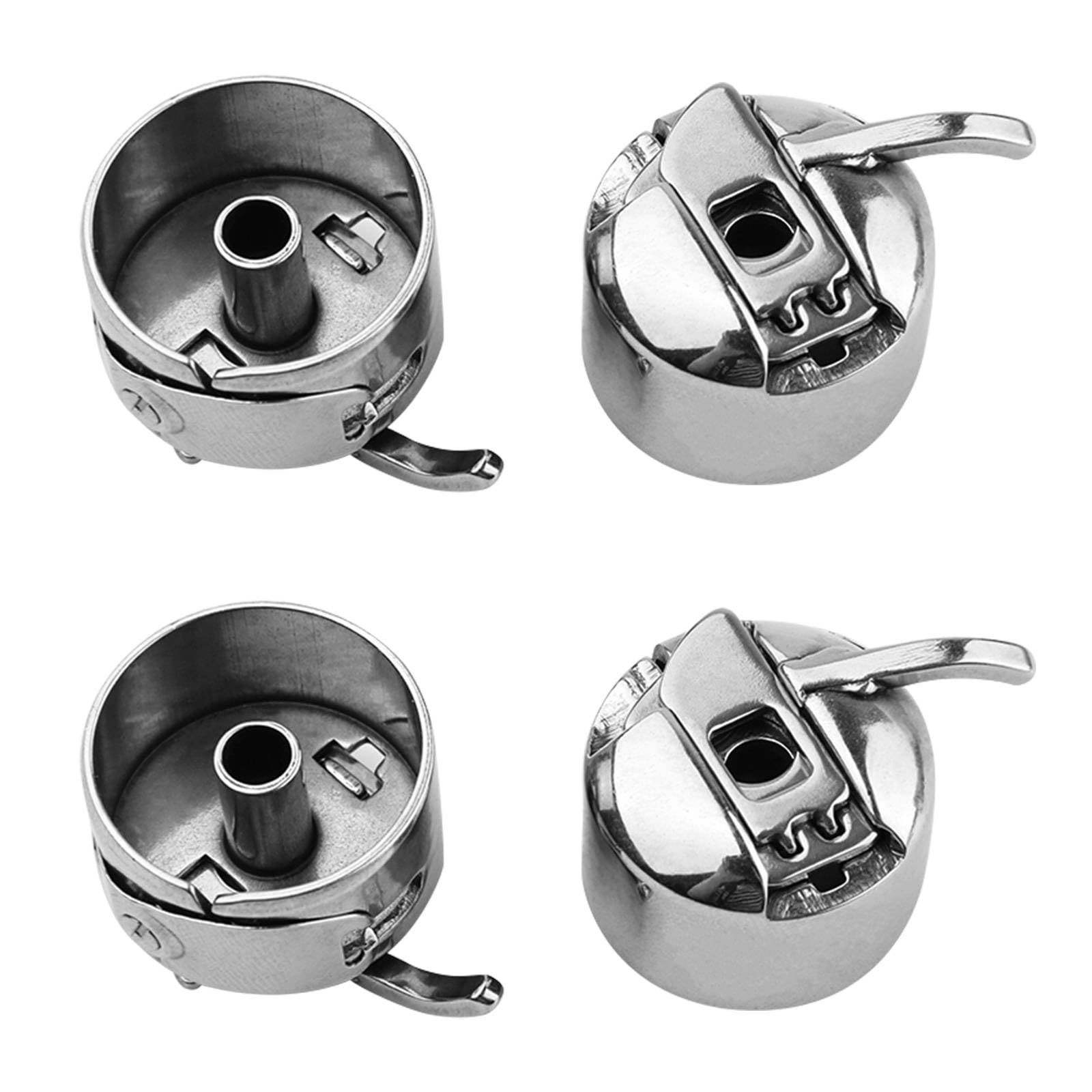 Henyall 4Pcs Sewing Machine Bobbin Case,Universal Metal Bobbin Cases,Heavy Duty Bobbin Case for Home Sewing Machines(Silvery）