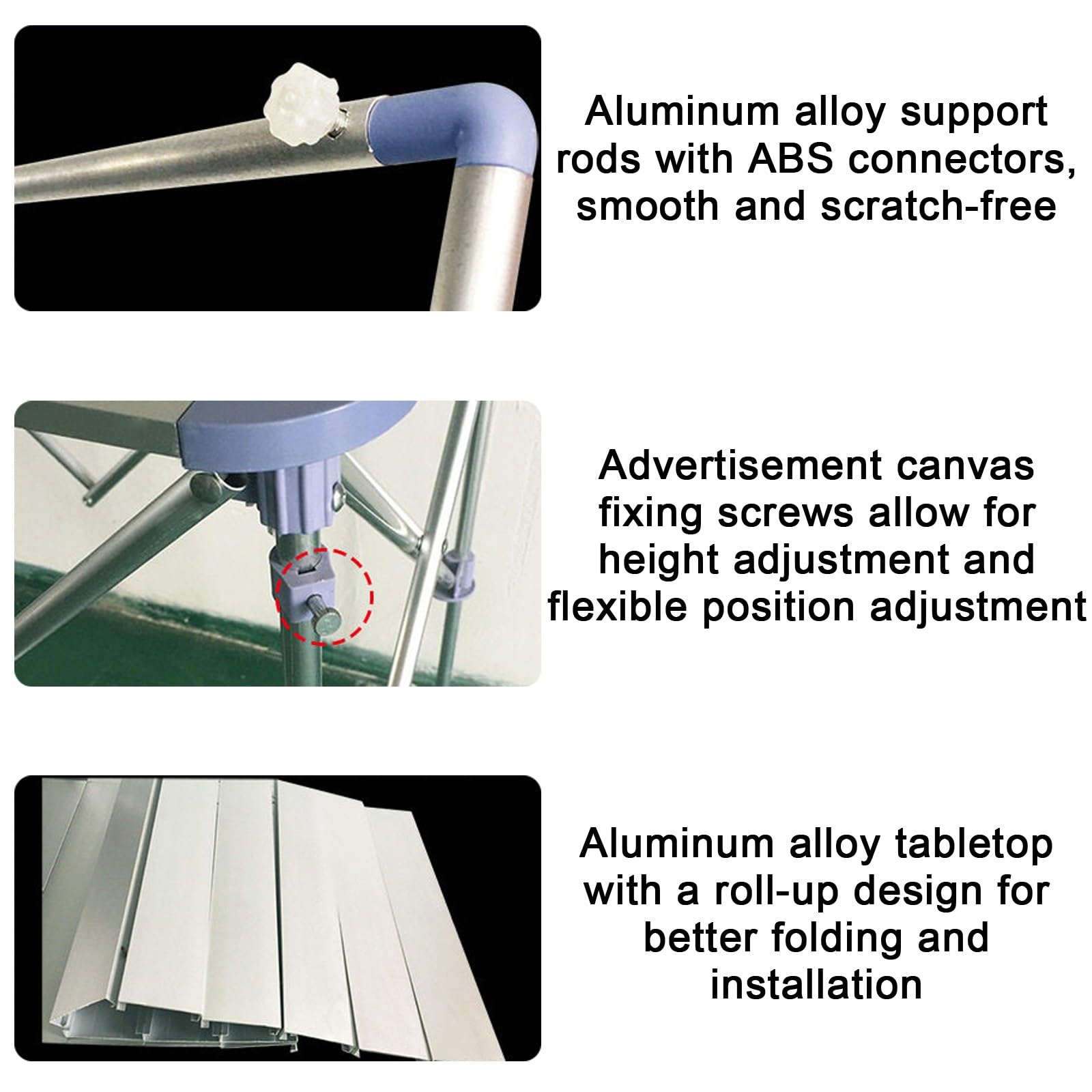 Puesto de Vendedor Plegable de Aluminio, Soporta hasta 60 Kg, Diseño Plegable, Puestos del Mercado, Bolsa de Almacenamiento Incluida, para Comida Callejera, Dulces y Limonada(S)