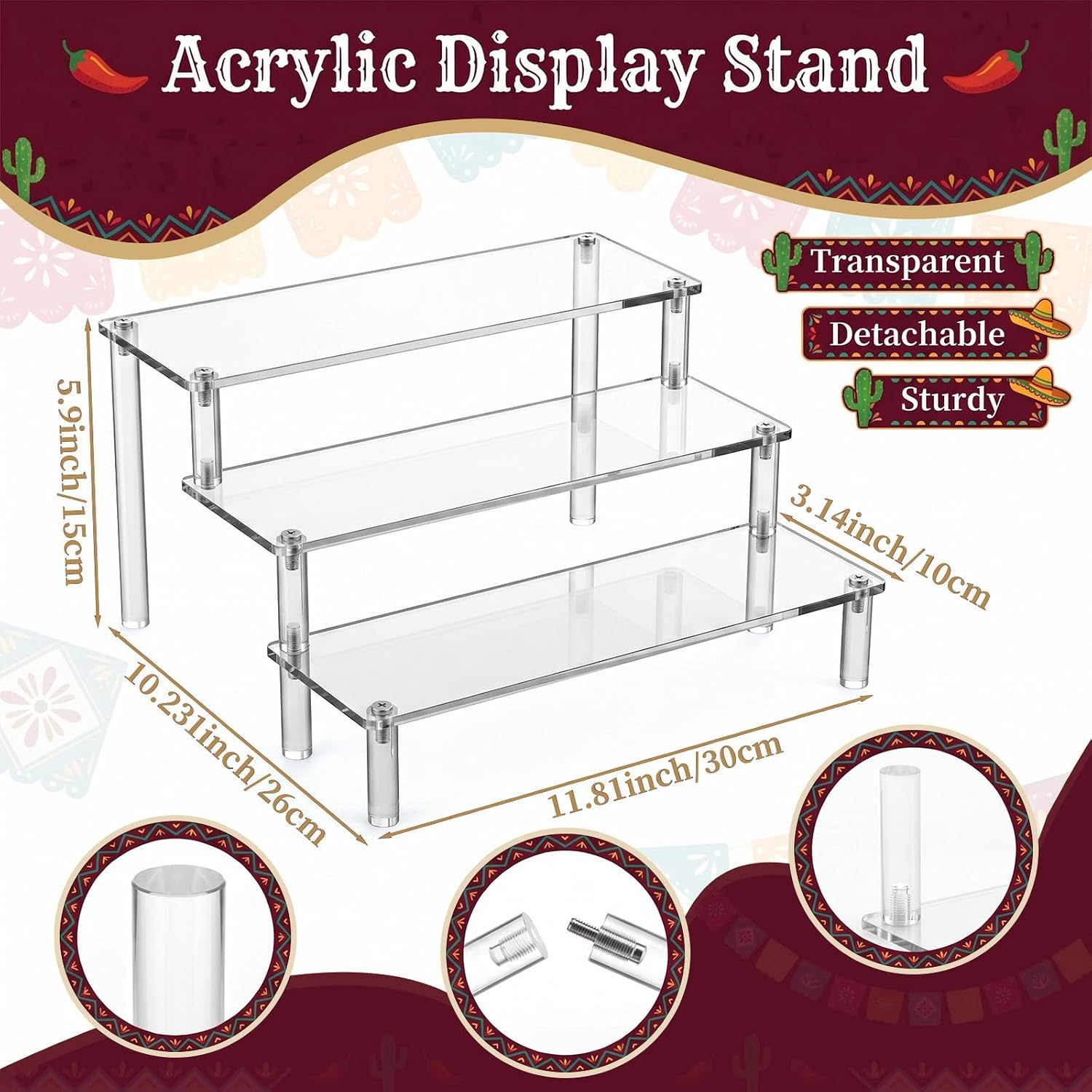 3 Sets Clear Ice Cream Toppings Containers with Lids and Spoons Condiment Boxes with Acrylic Rack Taco Bar Serving Set for Mexican Burrito Toppings Spice Salads (5 Cell)