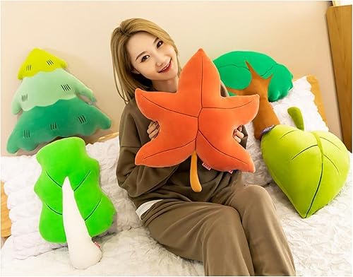 Miniatura 5 de Almohada de felpa con forma de hoja de arce, almohada con forma de planta para dormitorio, decoración del hogar, 19.7 in, naranja