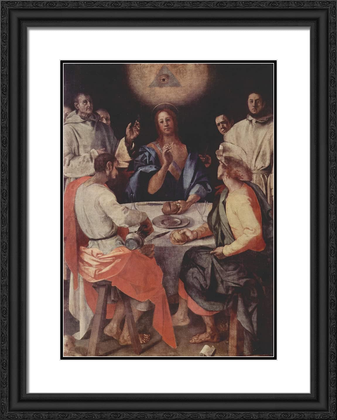 ArtDirect Pontormo, Jacopo 20x24 Black Ornate Framed Art Print with Double Matting Titled: Last Supper at Emmaus