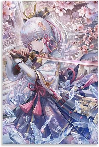 Noowko Genshin Impact - Póster de juego Kamisato Ayaka lienzo para pared arte estético de habitación de los años 90 pósteres para decoración de