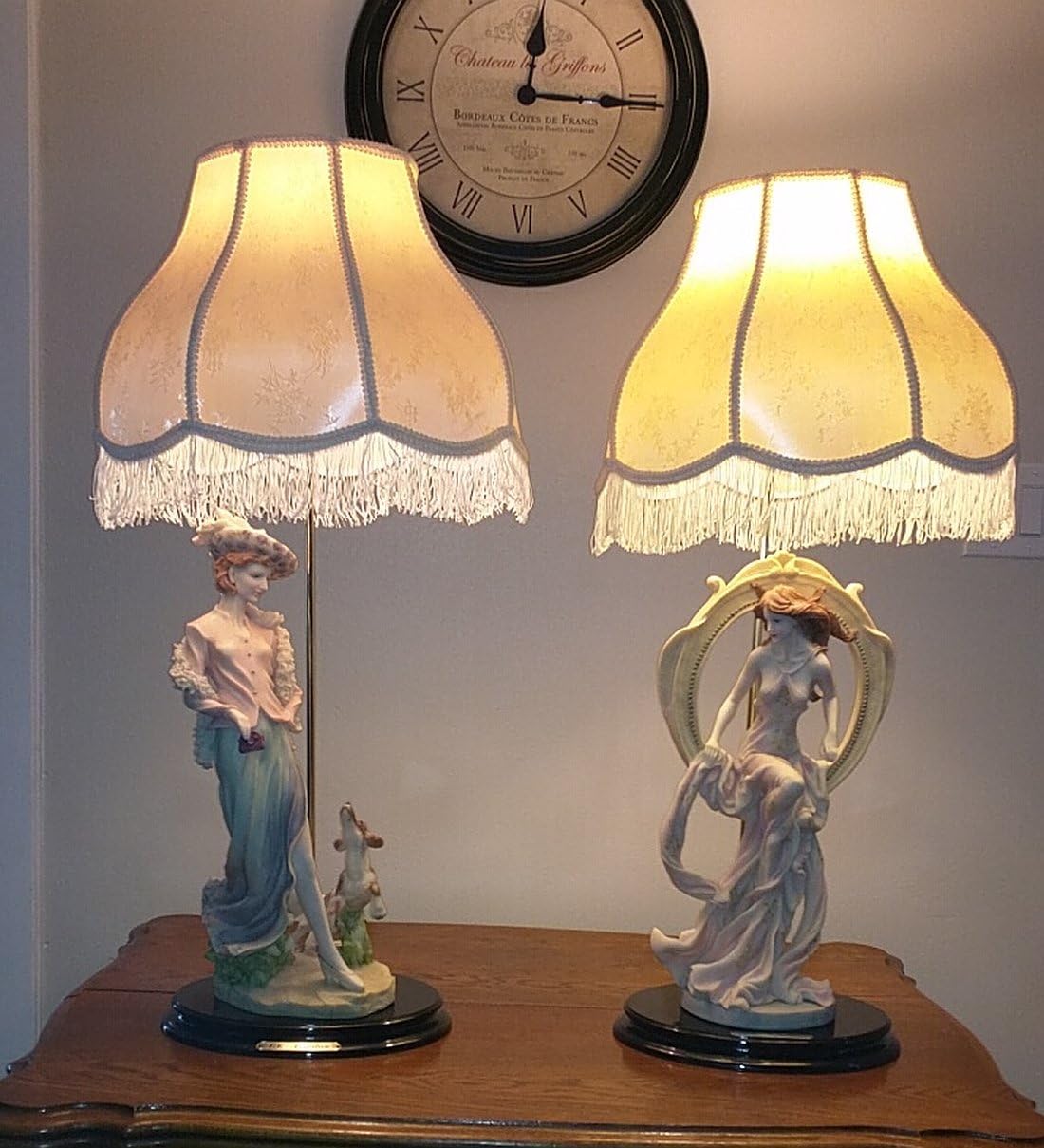 Vintage Pair of Figurine Lamps Approx 32", Large, Art