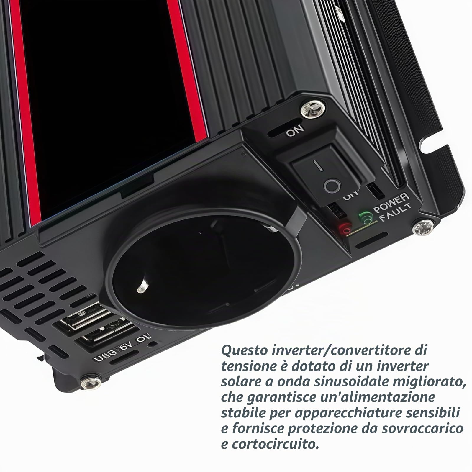 Inverter Trasformatore di Tensione: 700W/2000W DC 12V / 24V su AC 230V Trasformatore di Tensione, con Clip Alligatore Accendisigari, Onda Sinusoidale Modificata Inverter Solare per Auto