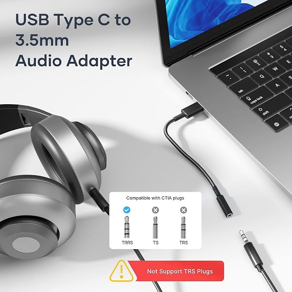 Adaptateur de Prise de Casque USB C à 3,5mm, CKCN Adaptateur Jack USB Type C Audio avec DAC, écouteurs Audio Numérique Type C vers Audio Compatible avec Galaxy S21 S20 S20+, MacBook Pro, Huawei - 2