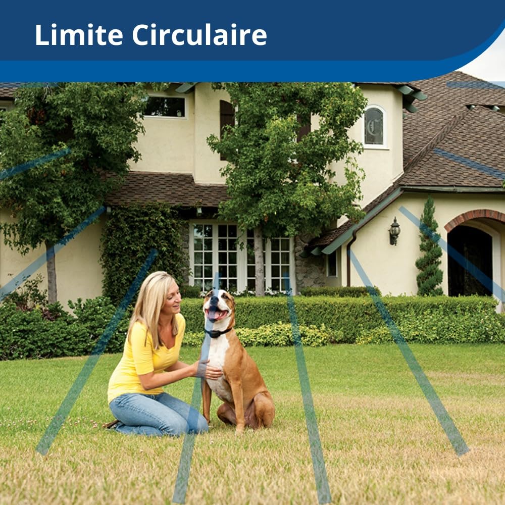 PetSafe Stay & Play Compact Wireless Pet Containment System with Rechargeable Collar, LCD Screen for Adjustable Circular Perimeter, up to 3,000 m², Suitable for All Your Pets, Portable System