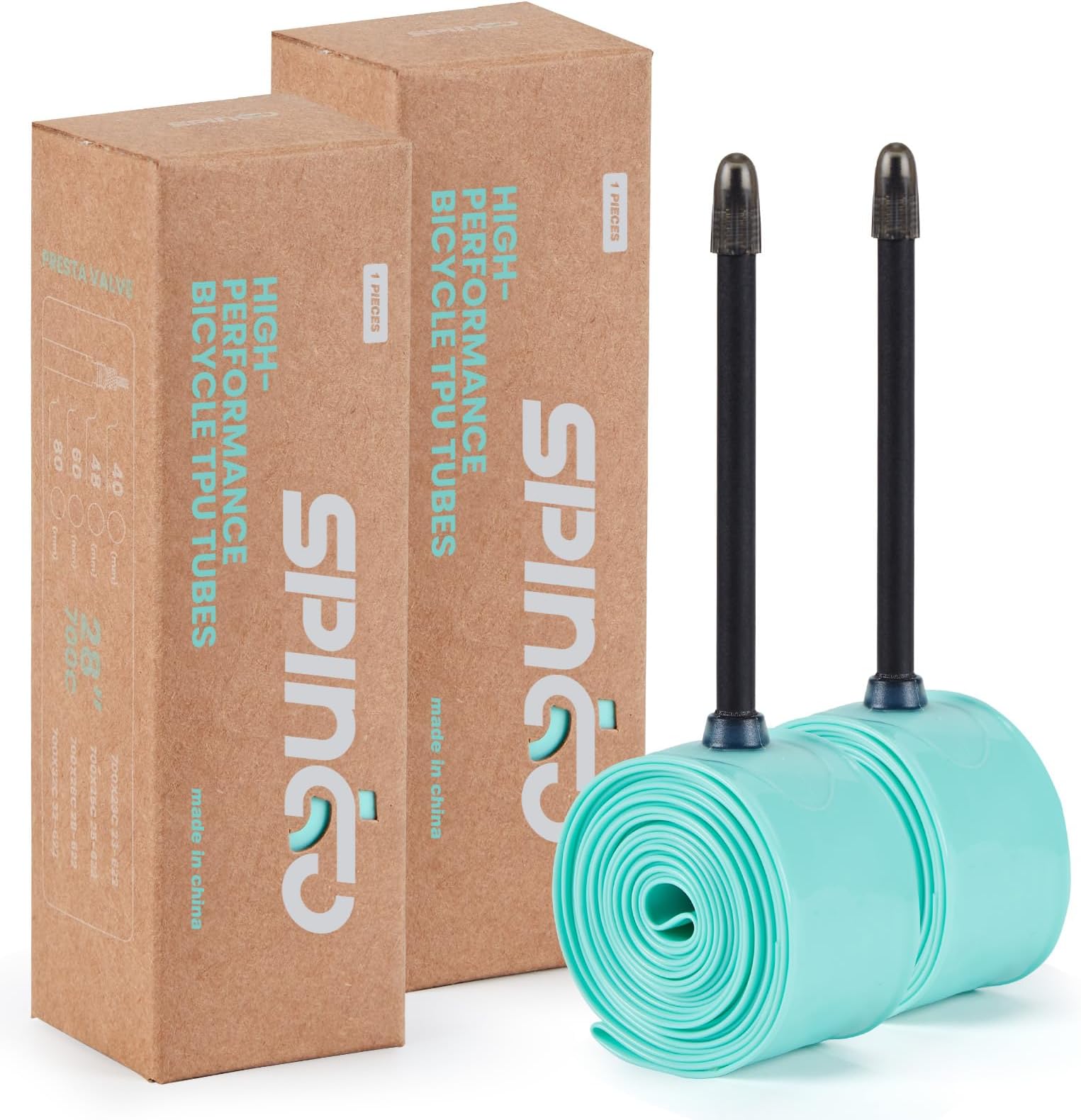 2-Pack SPINGO TPU Inner Tube 700C x 23C-32C, Ultralight TPU Tubes 700C with 48mm/60mm/80mm Presta Valves for Road Bike TPU Inner Tube Portable Spare Tire for Training and Cycling