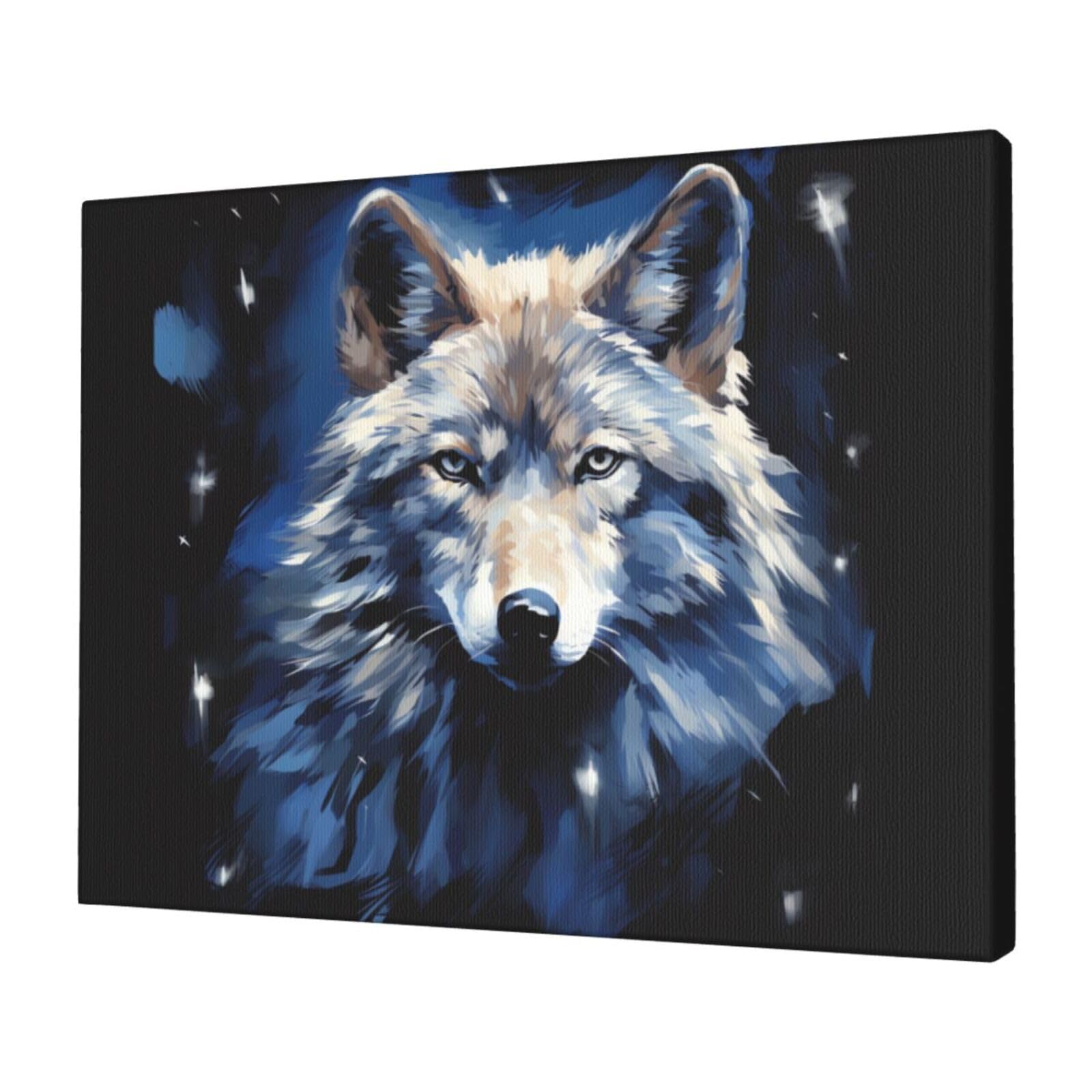 KLOPH Wolf head Canvas Wall Art for Living Room 12"x16" Modern Artwork Painting for Bathroom Hanging Canvas Prints Aesthetic Wallart for Bedroom Kitchen Office Wall Decor