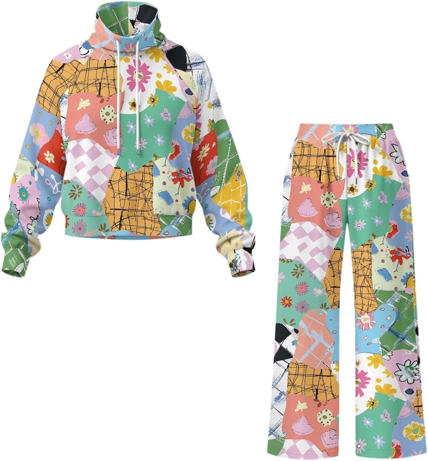 AFPANQZ Comfy Lounge Sets for Women Sweatsuits 2 Piece Outfits 2026 Fall Long Sleeve Sweatshirt Wide Leg Sweatpants Tracksuit