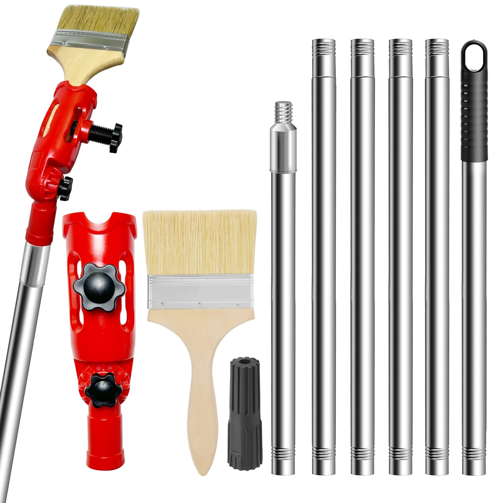 Set di estensione universale per pennelli da pittura multiangolare, 2 m, asta di estensione professionale con pennello, si adatta alla maggior parte dei pennelli e dei raschietti