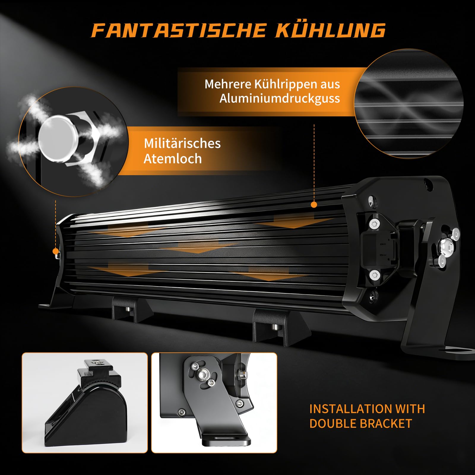 CO LIGHT 52'' (1,3m) Lightbar Auto, LED Fernscheinwerfer 12V 24V 220W 44000LM IP68, LED Bar für Offroad/LKW/Wohnmobil, Ultra-weitreichender Spot-Scheinwerfer