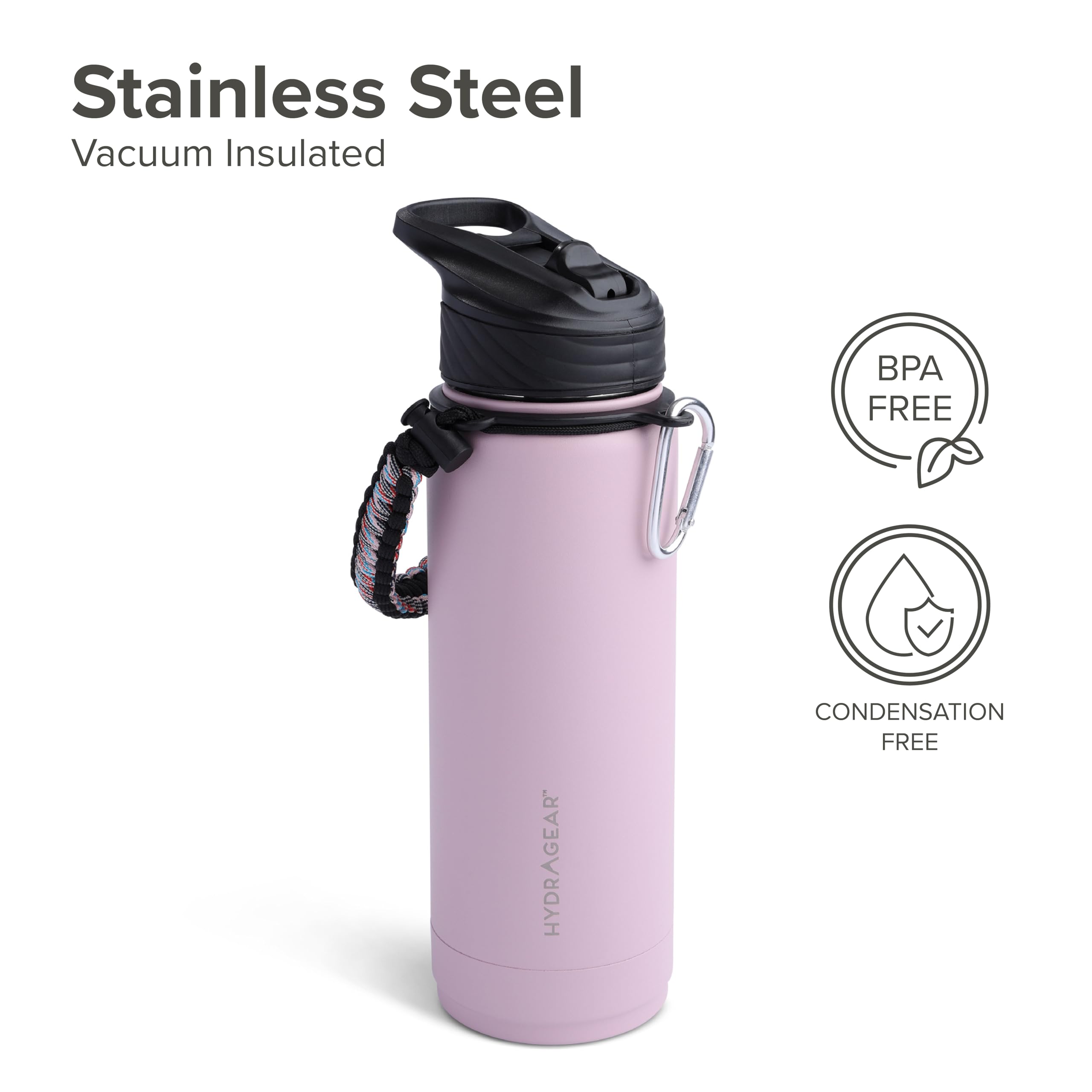 Hydragear Zenith Straw Water Bottle, 32 Oz, Rose Whip | Includes
