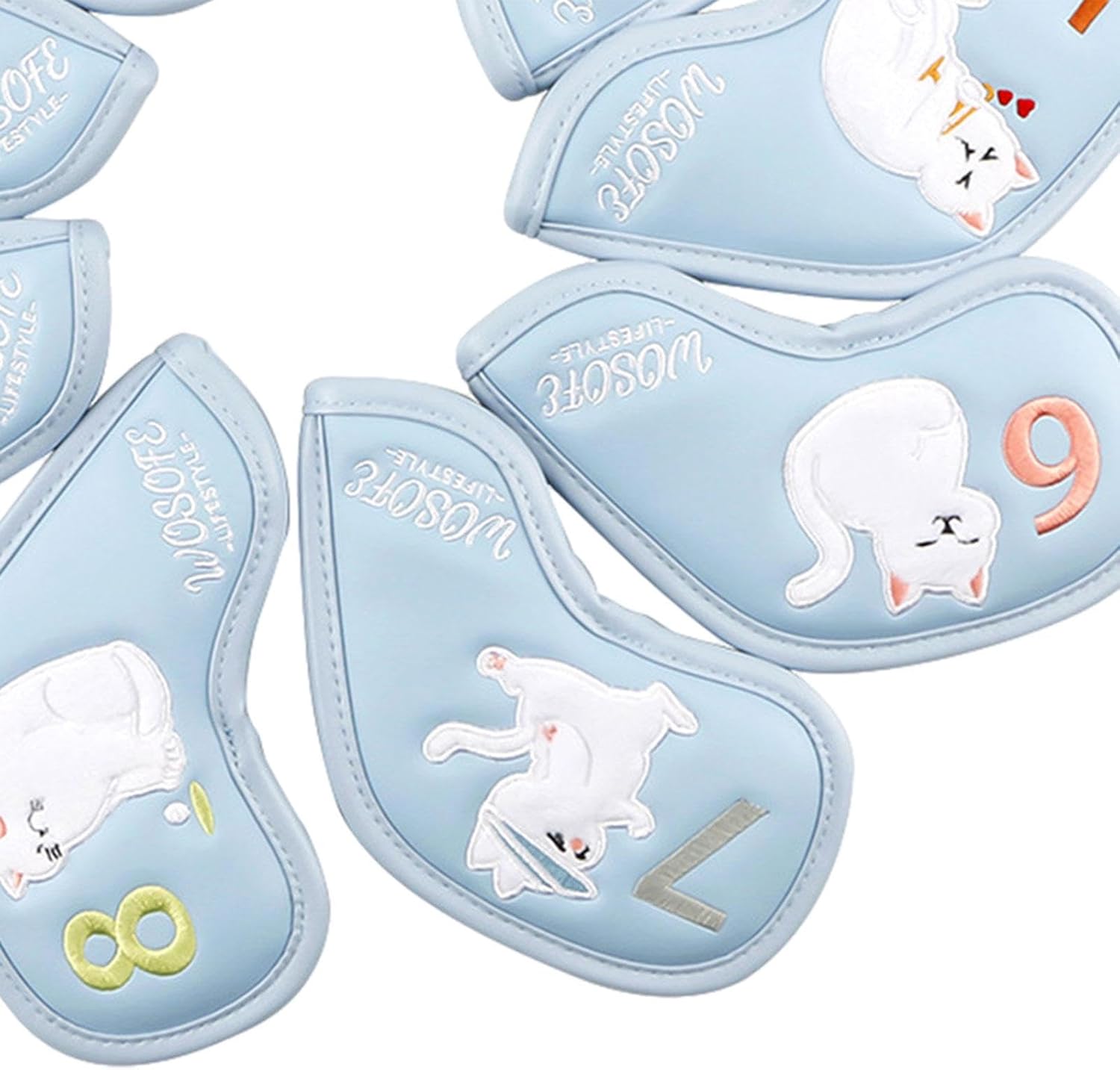 Generic 9 Pieces Golf Iron Covers Set Golf Club Head Covers Wear Resistant Protector Wrap Socks Gift Protector for Club Shaft