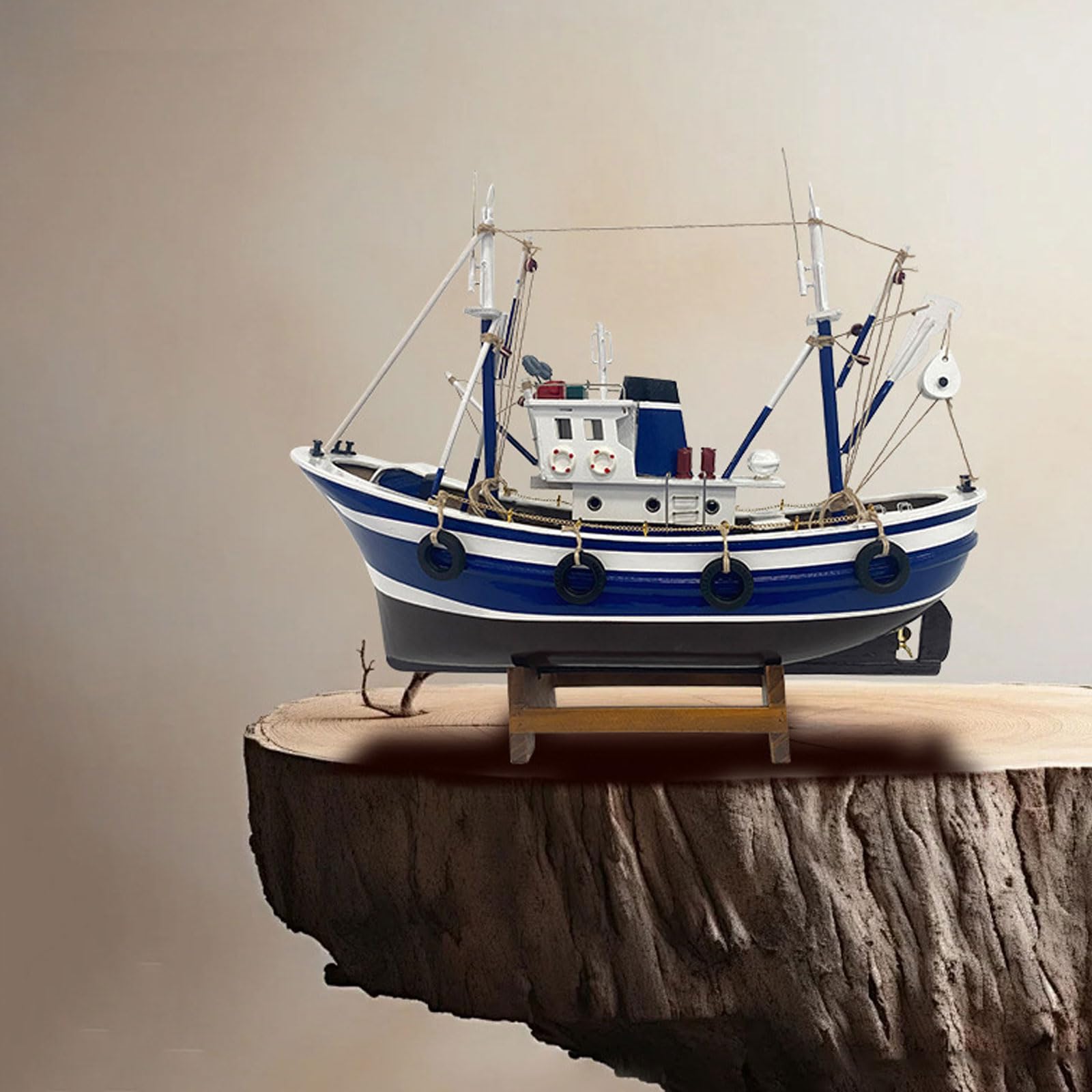 YLME Adorno De Barco Pesquero Modelo Terminado De Barco Pesquero Simulado Modelo De Barco Pesquero Americano De Madera Hecho A Mano para Oficina, Sala De Estar, Hogar, Regalo De Recuerdo,Rojo