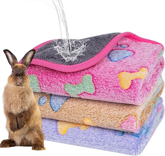 Ladadee Waterproof Guinea Pig Blankets, 1 Pack 3 Washable Guinea Pig Fleece Cage