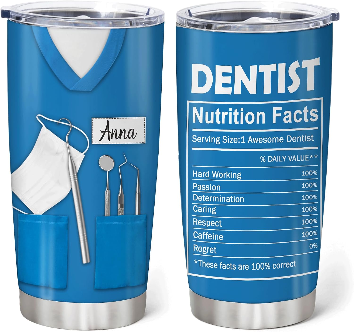 Hyturtle Personalized Dentist Tumbler - Dentist Uniform Custom Name Stainless Steel Tumbler 20 oz With Lid - Idea Gifts For Dentists, Women, Dental Hygiene, Men, Hygienist - Gifts For Birthday
