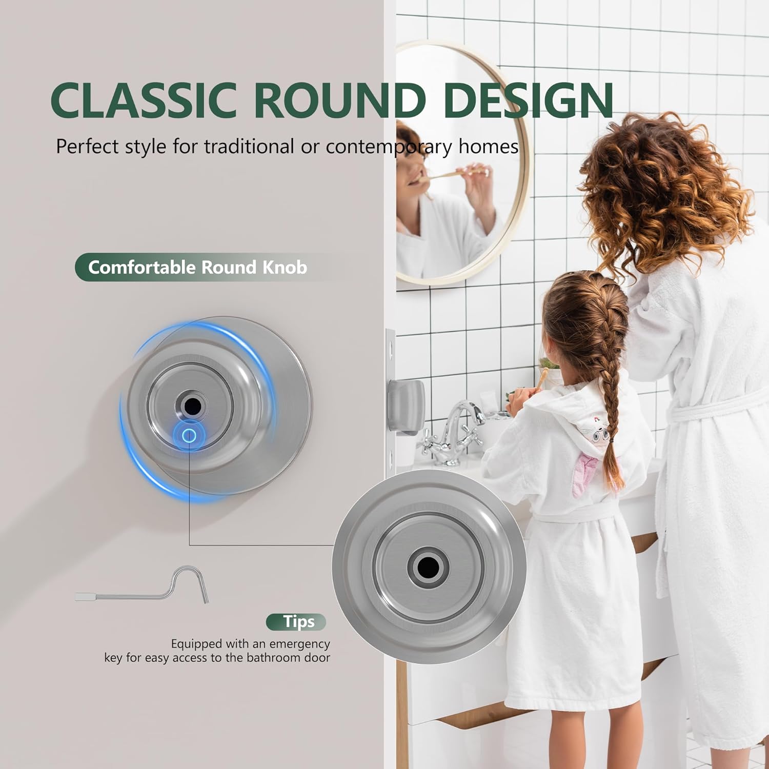 Interior Privacy Door Knob 4 Pack Satin Nickel Keyless Door Knob Turn Lock Doorknob Hardware Handle for Bathroom and Bedroom Privacy Rooms