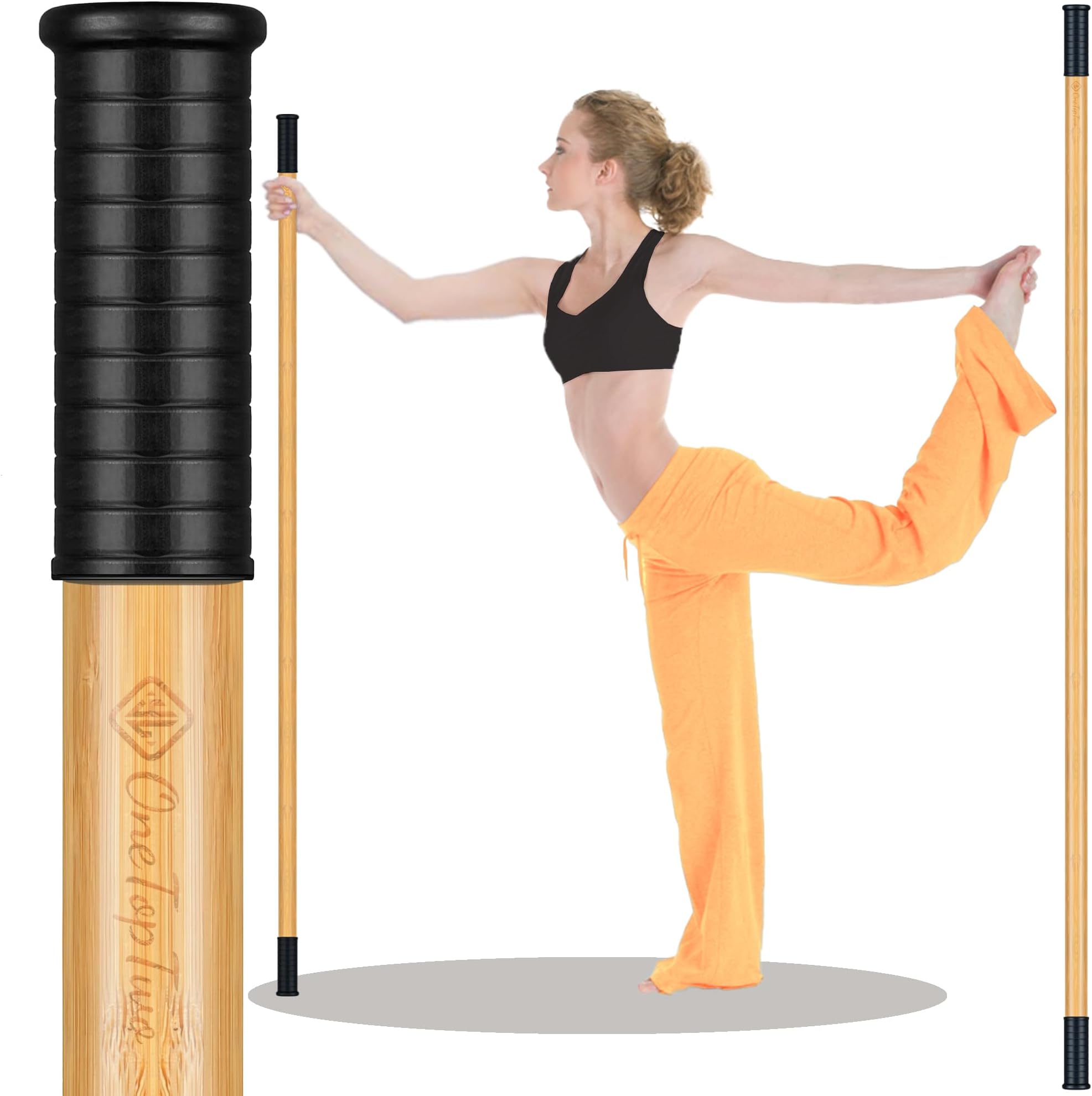 Mobility Stick-Yoga Stick Bamboo 5ft Long-Stretching Stick-Workout Stick Exercise Bar-Pilates Stick-Balance Fitness Stick-Yoga Dowel Rod Shoulder Mobility(58.8in)