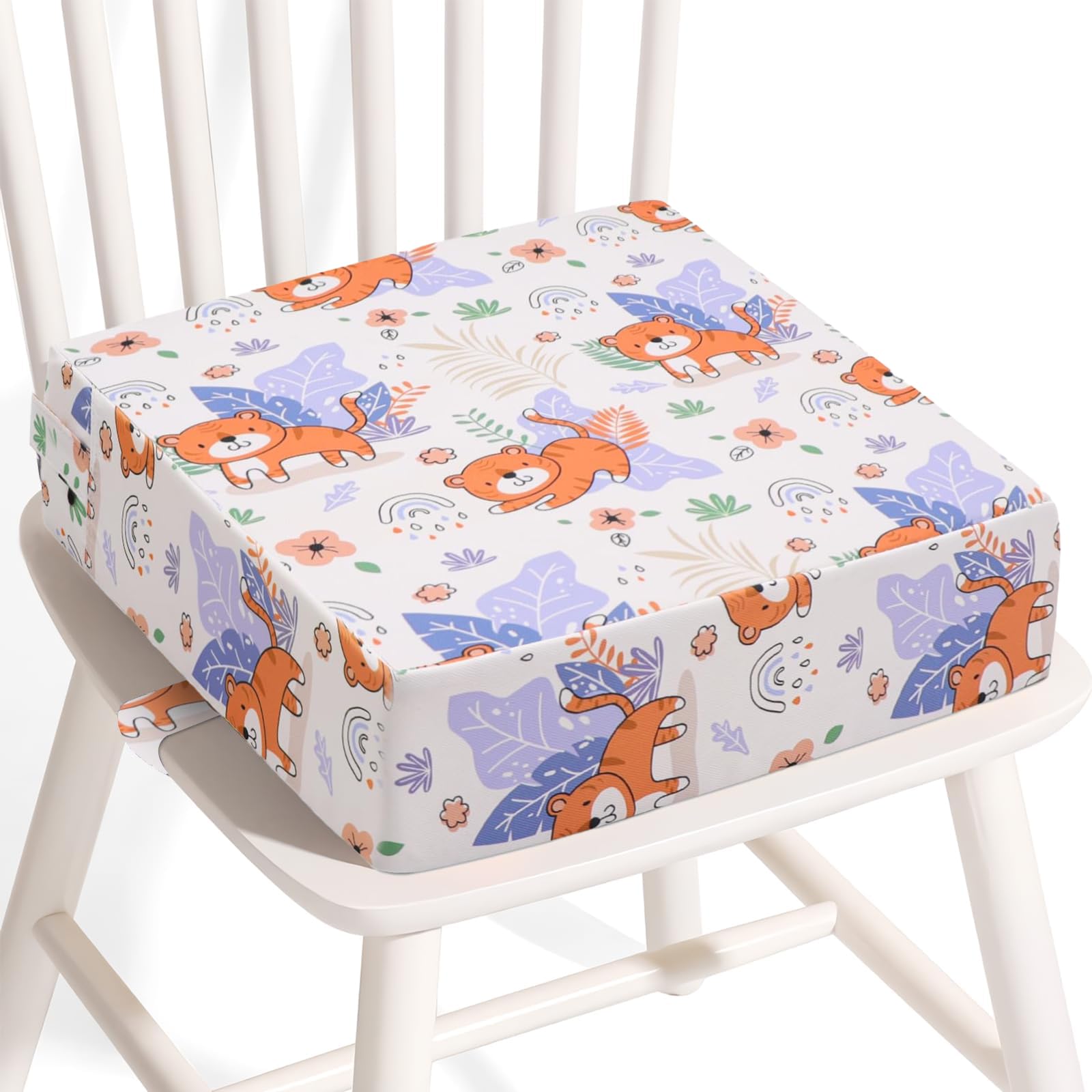 Booster Seat for Kitchen Chair - Strong Support Toddler Booster Seat for Dining Table, Portable Booster Chair with Adjustable Elasticity Straps for