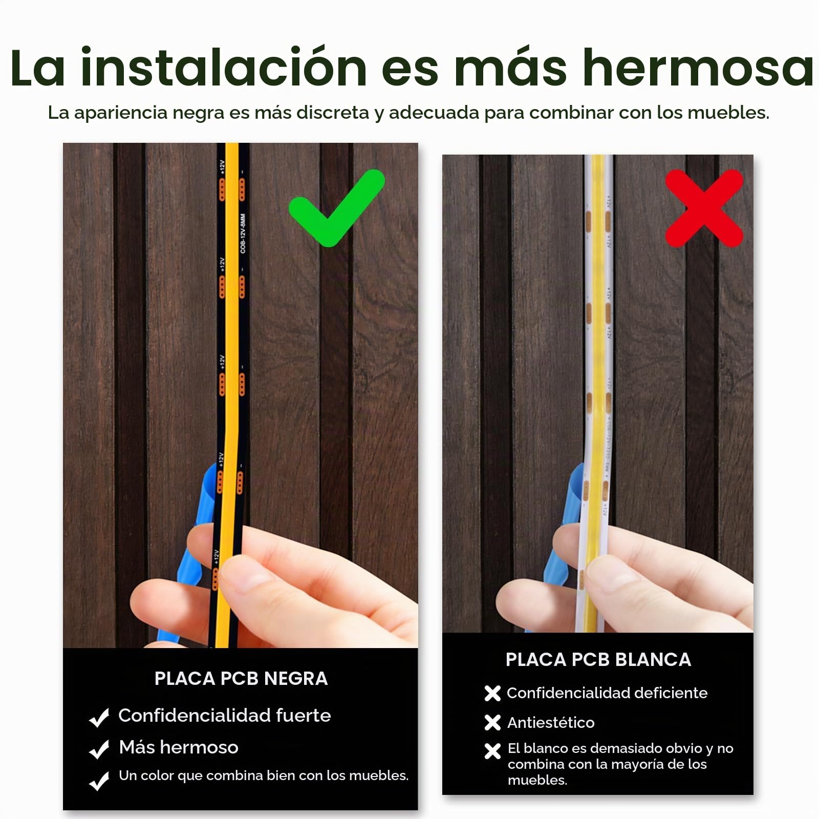 Tira LED COB,6 rodillos de iluminación para muebles con regulador táctil y detección de barrido de mano,tira LED COB cortable de 12V para vitrinas,bodegas,cocinas y estantes (2M,Blanco Cálido)