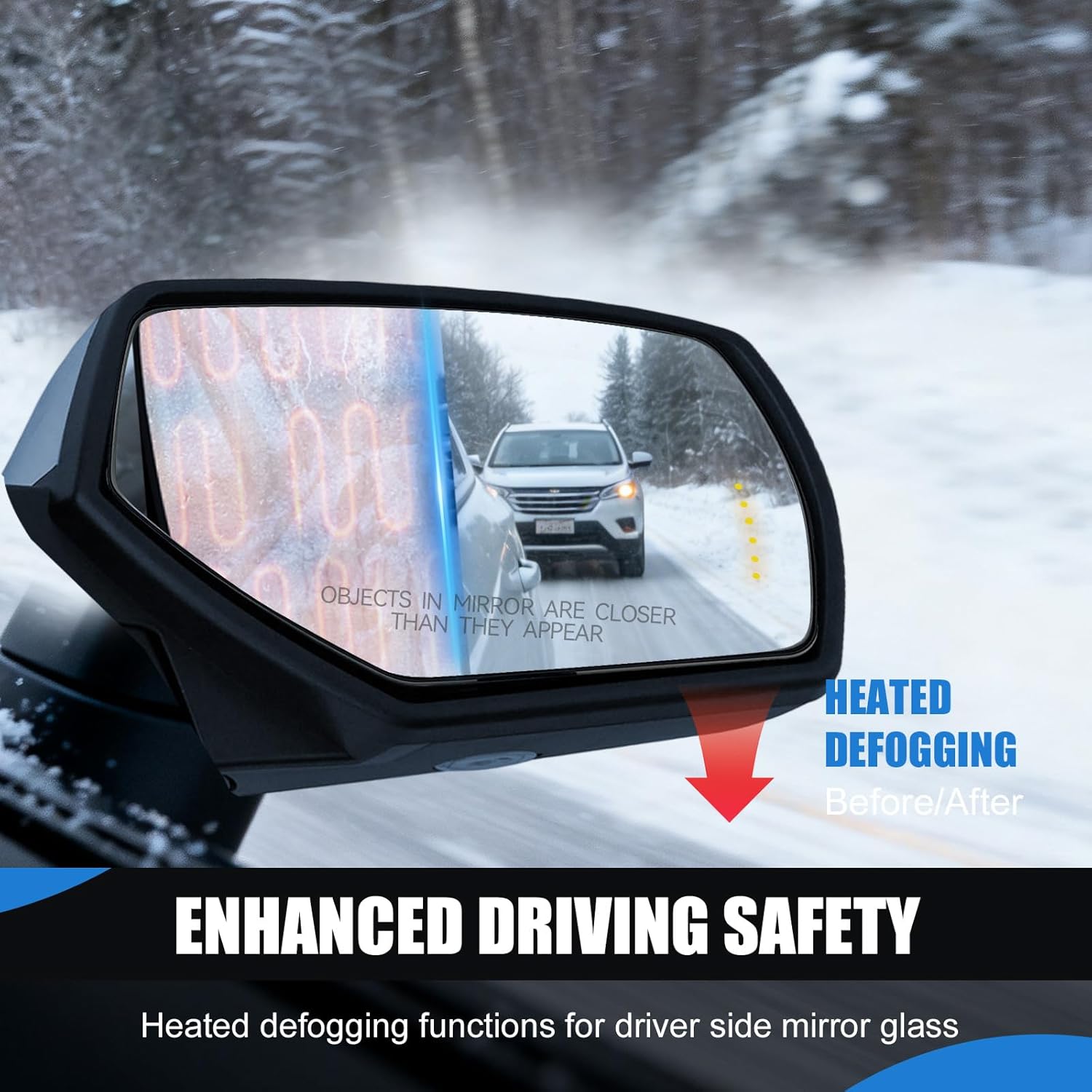 Yepaire Passenger Side Mirror Glass Replacement for 2014-2017 Chevy Silverado 1500 2500 3500 HD, 2015-2017 GMC Sierra 1500 2500 3500 HD, Heated Power Mirror with LED Turn Signal and Spotter Glass