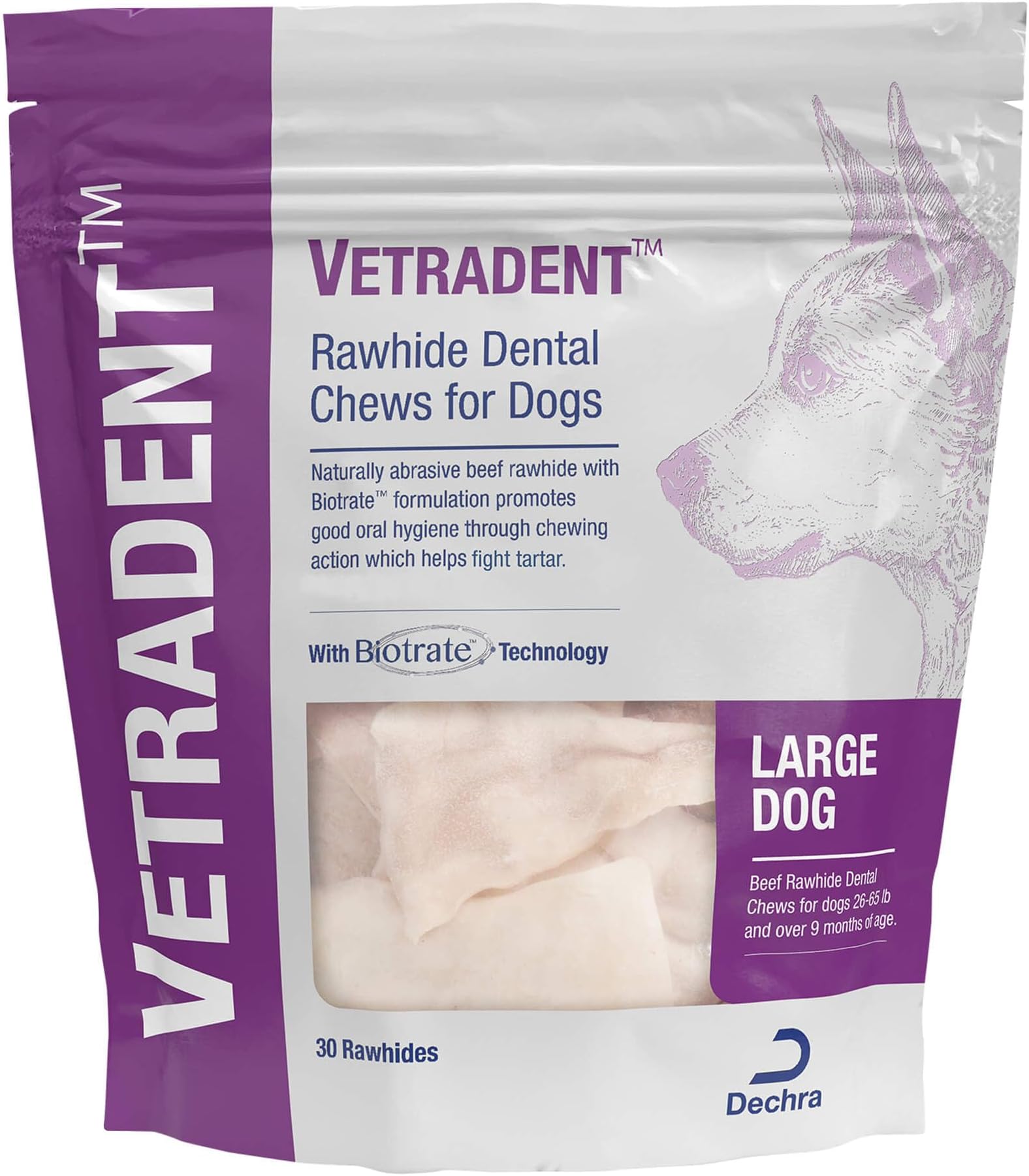 CLENZADENT Clenzadent Rawhide Chews for Dogs Large (30