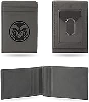 Vista 96 de Rico Industries NCAA - Cartera de bolsillo frontal grabada con láser gris, compacta, cómoda, delgada