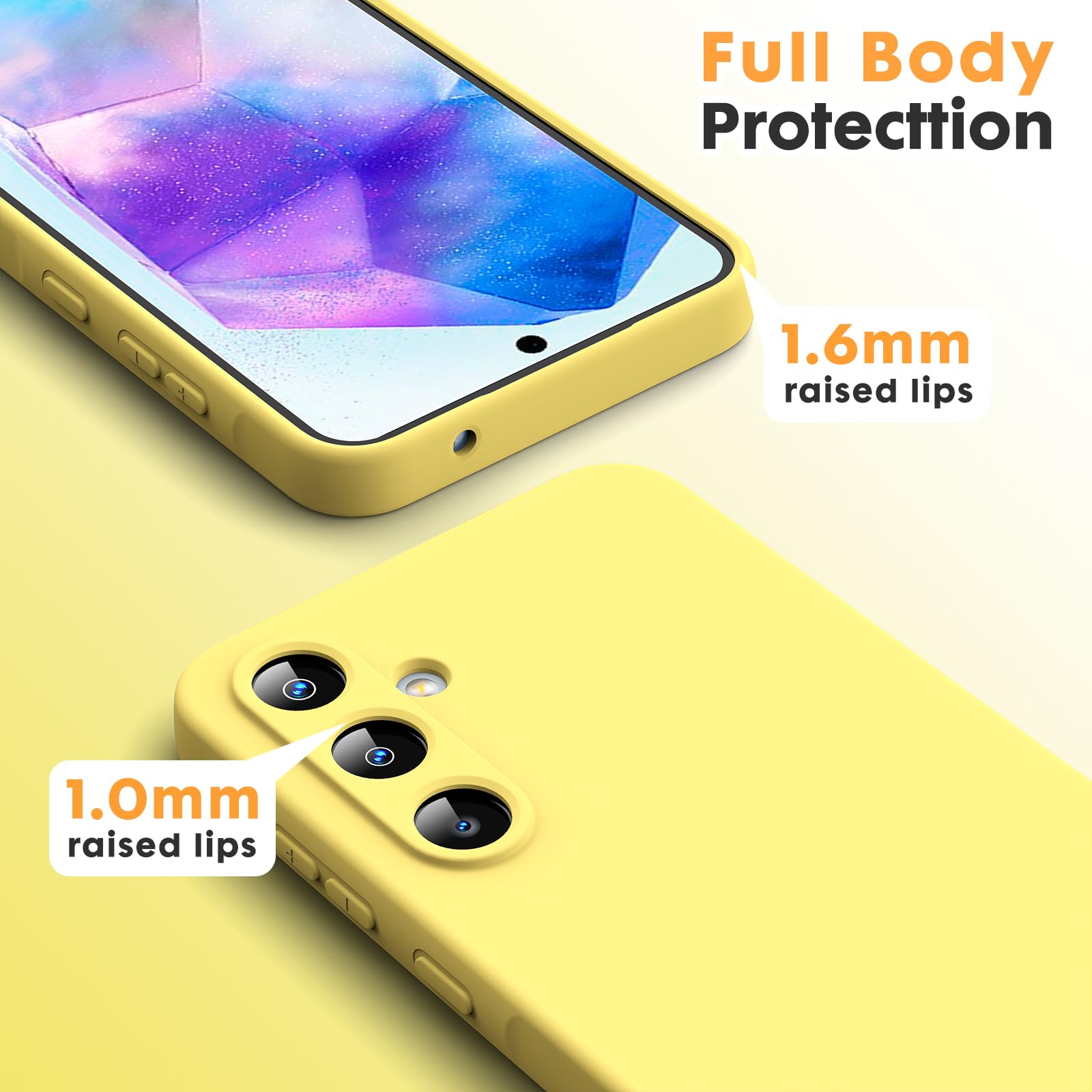 Byvuwiay Cover per Samsung Galaxy A55 5G, Morbida Silicone Liquida TPU Protettivo Ultra Slim Custodia Antiurto, Custodia Compatibile con Samsung Galaxy A55 5G - Giallo