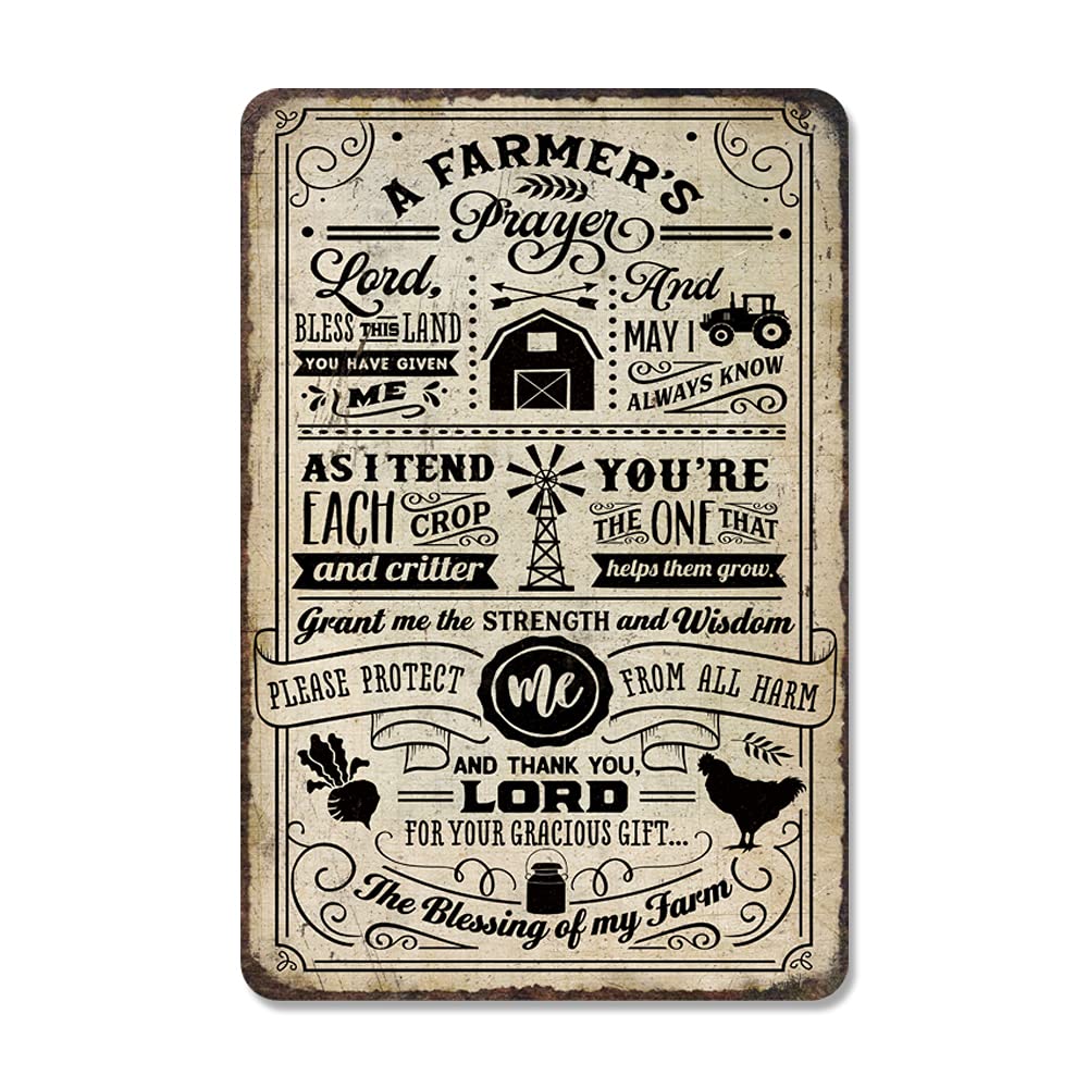 A Farmers Prayer Farmhouse Décor Metal Sign Rustic Home Décor Wall Décor Tan Metal Tin Sign 8X12 Inch