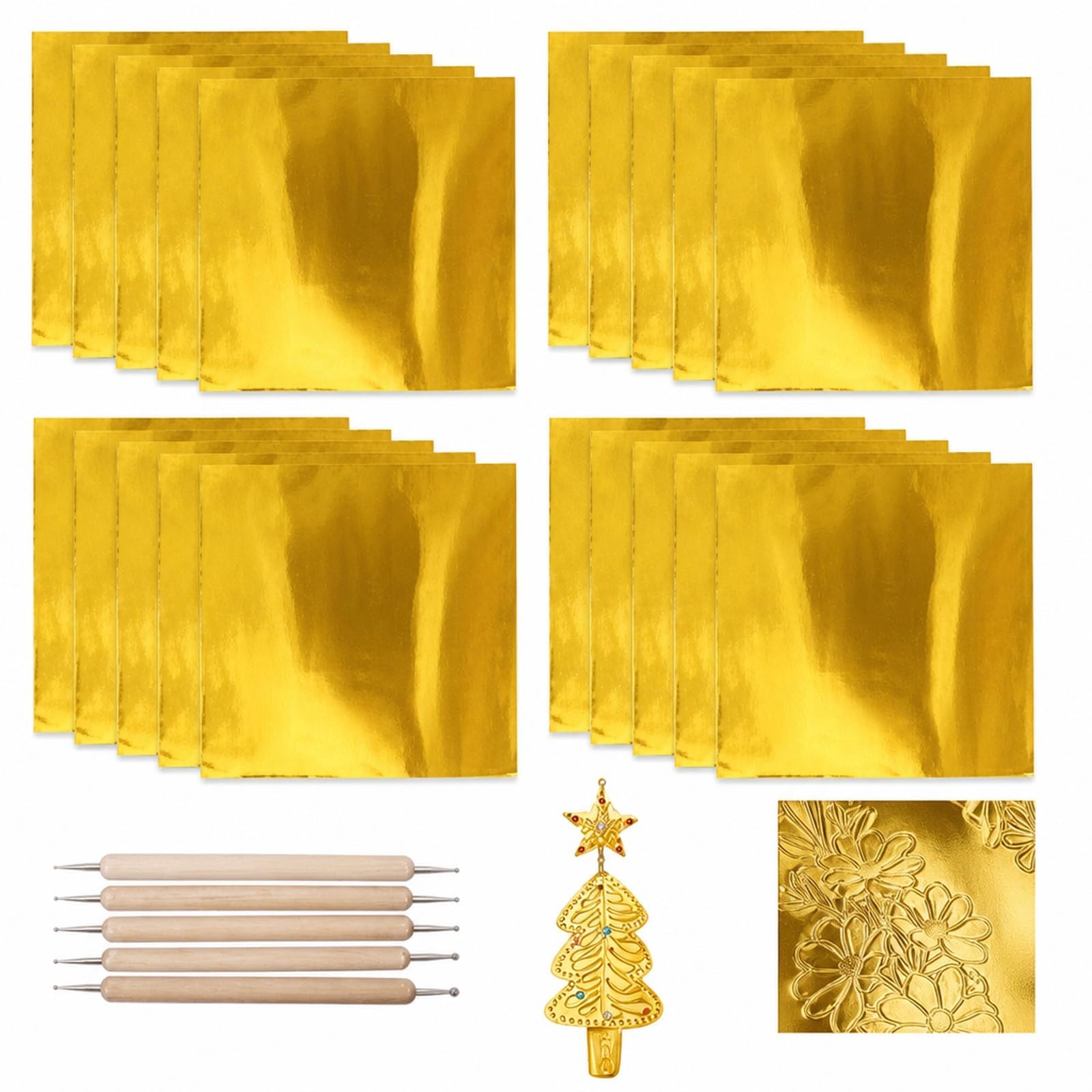 25 Pcs Gold Embossing Foil Kit, for Art, DIY Decorations, Pattern Tracing